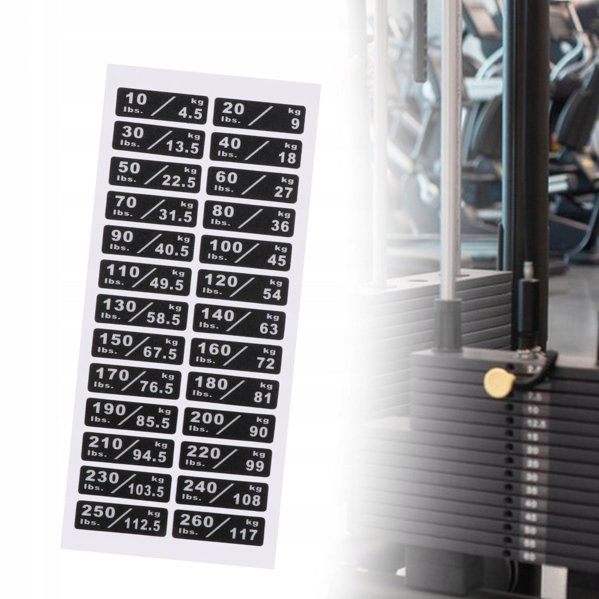 Weight Stack Labels Self Adhesive White Number Stickers for Sporting Goods