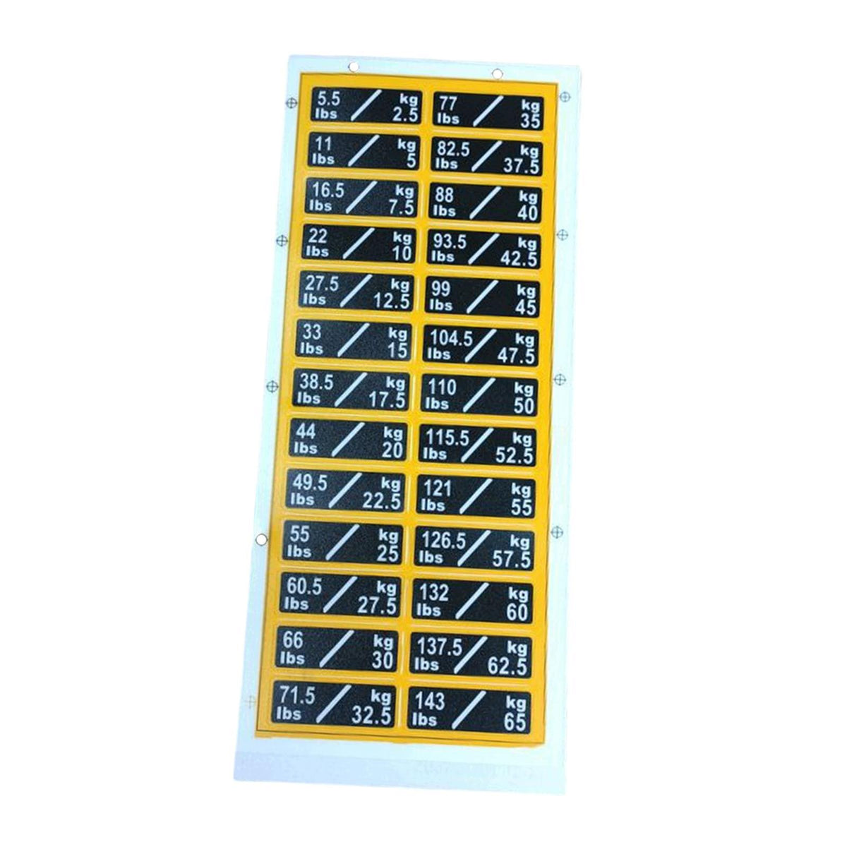 Weight Stack Labels Sheet Weighted Number Decals Fitness 2.5kg Black Yellow