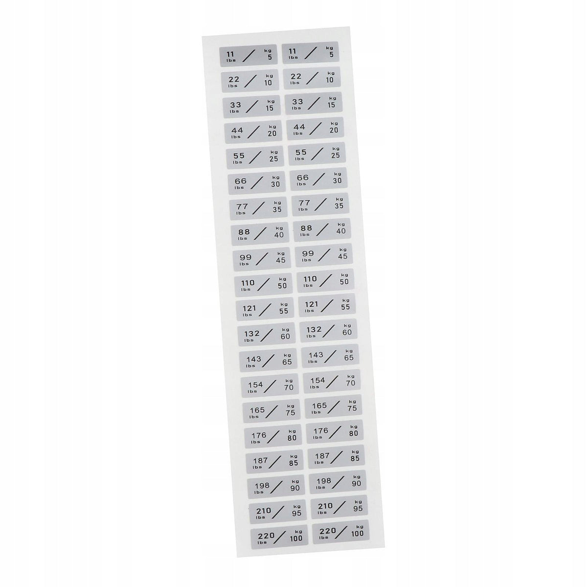 Weight Stack Labels Weight Number Stickers for Indoor Gym Sporting Goods Color silver