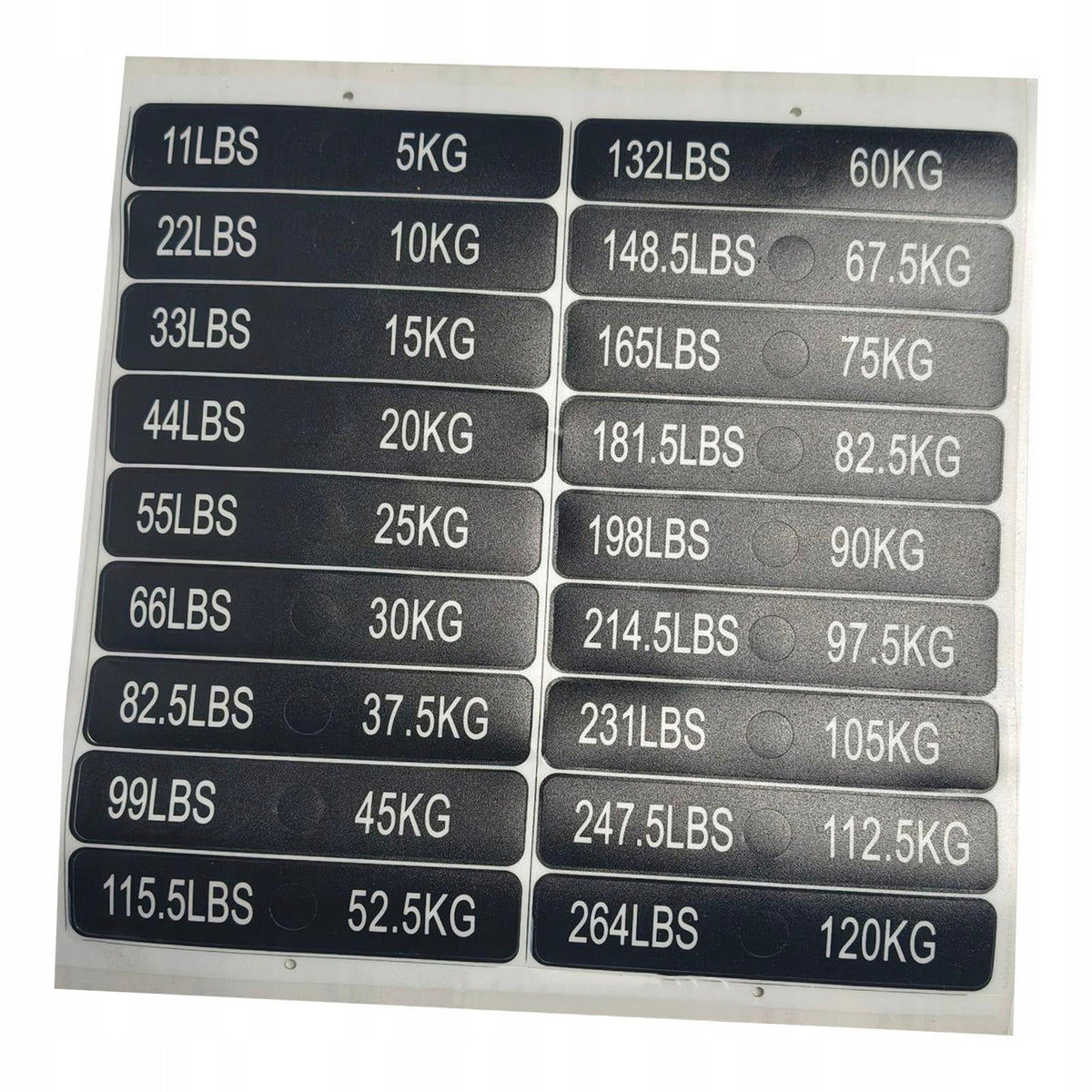 Weight Stack Labels Workout Black Background Strength Training 5kg to 120kg Packaging status original