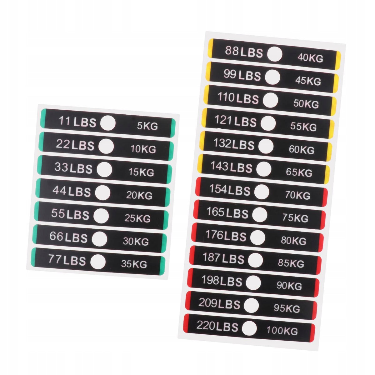 Weight Stickers 5kg to 100kg Weight Stack Labels with Weight Pin Hole Color multicolor