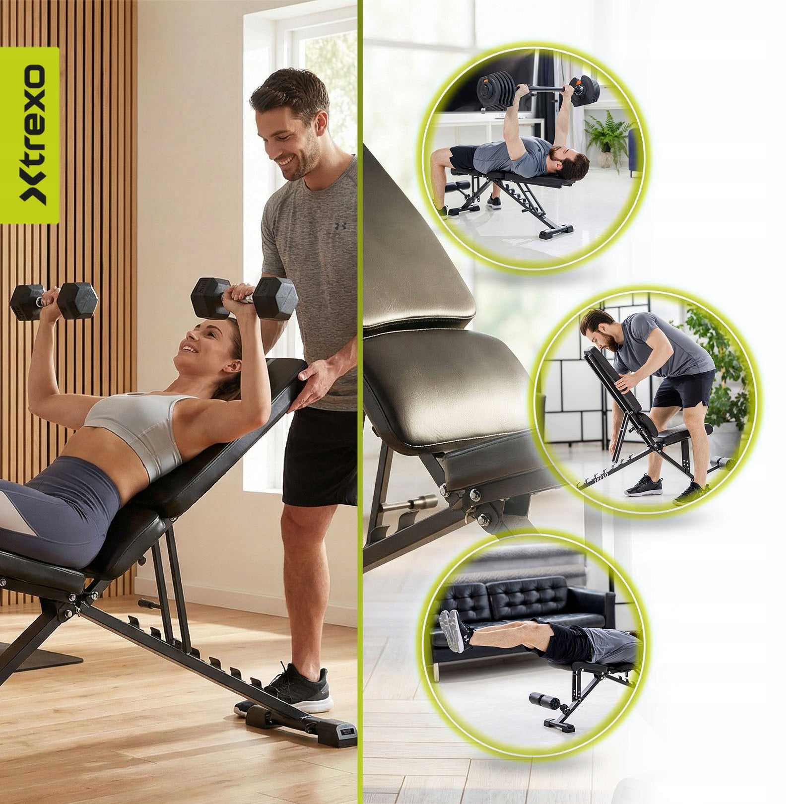 Weight bench XTREXO B200 / adjustable / foldable / multifunctional 150kg Kind adjustable