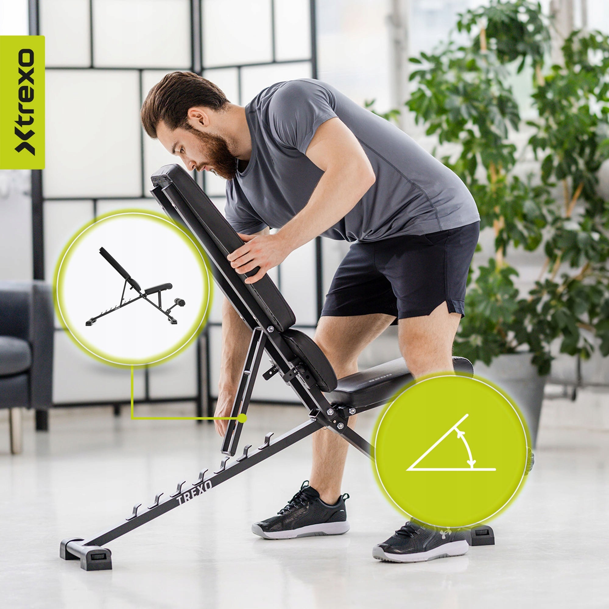 Weight bench XTREXO B200 / adjustable / foldable / multifunctional 150kg Maximum user weight 150 kg