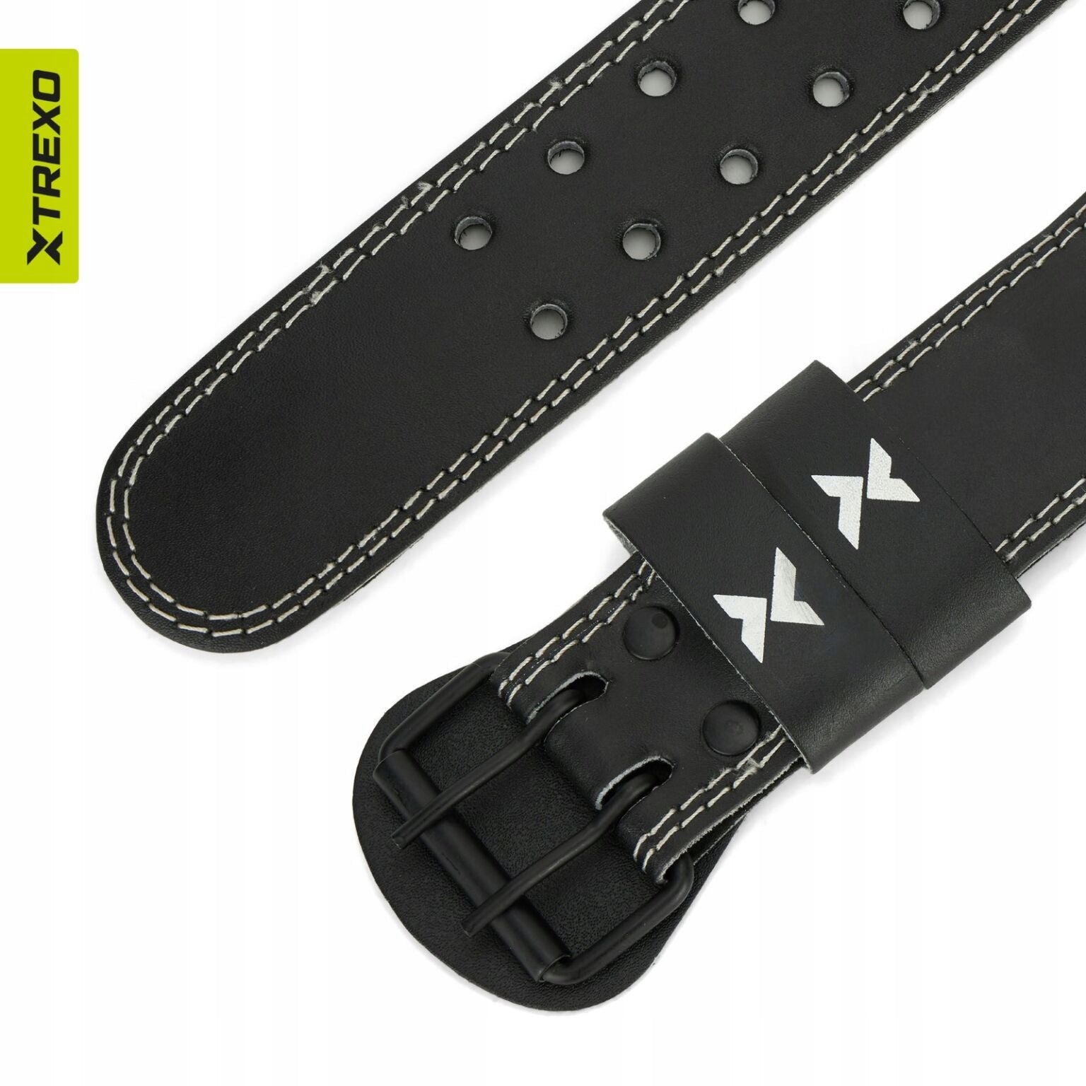 Weightlifting belt XTREXO GymRat leather black OS Dominant material genuine leather