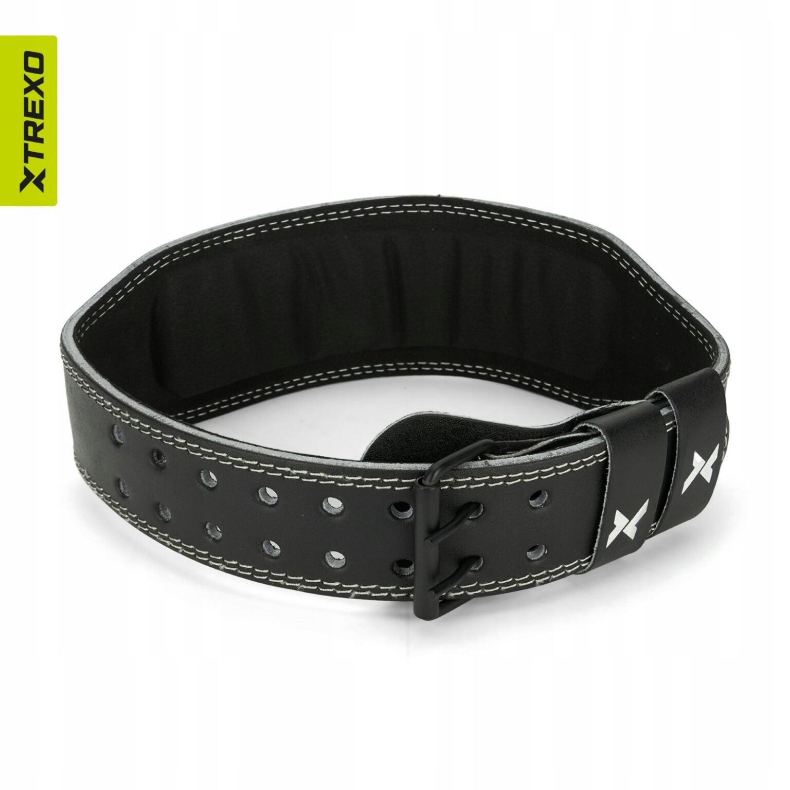 Weightlifting belt XTREXO GymRat leather black OS Model GymRat