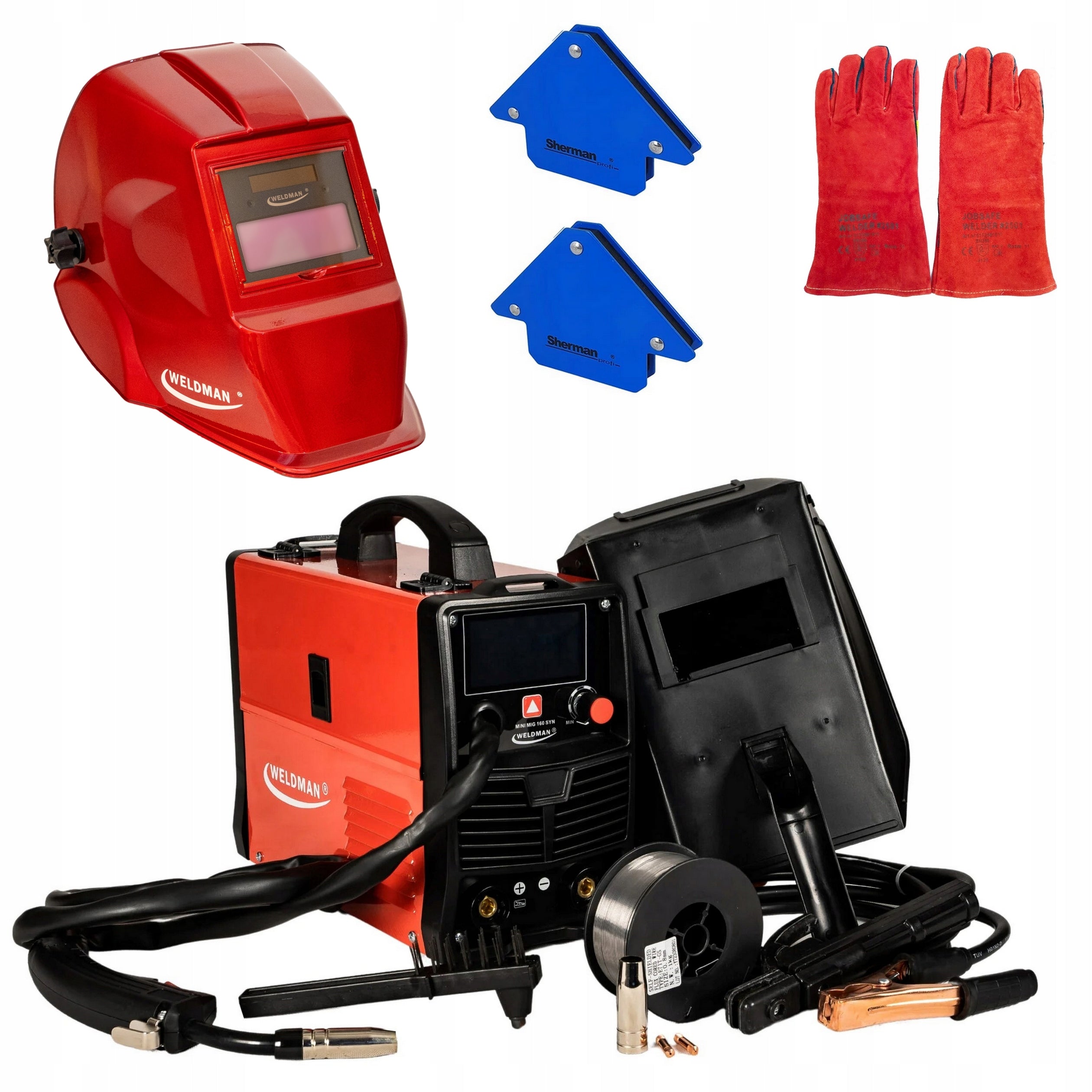 Welder MIG MMA 2in1 MINI MIG 160 SYNERGY WELDMAN MIGOMAT FLUX Visor