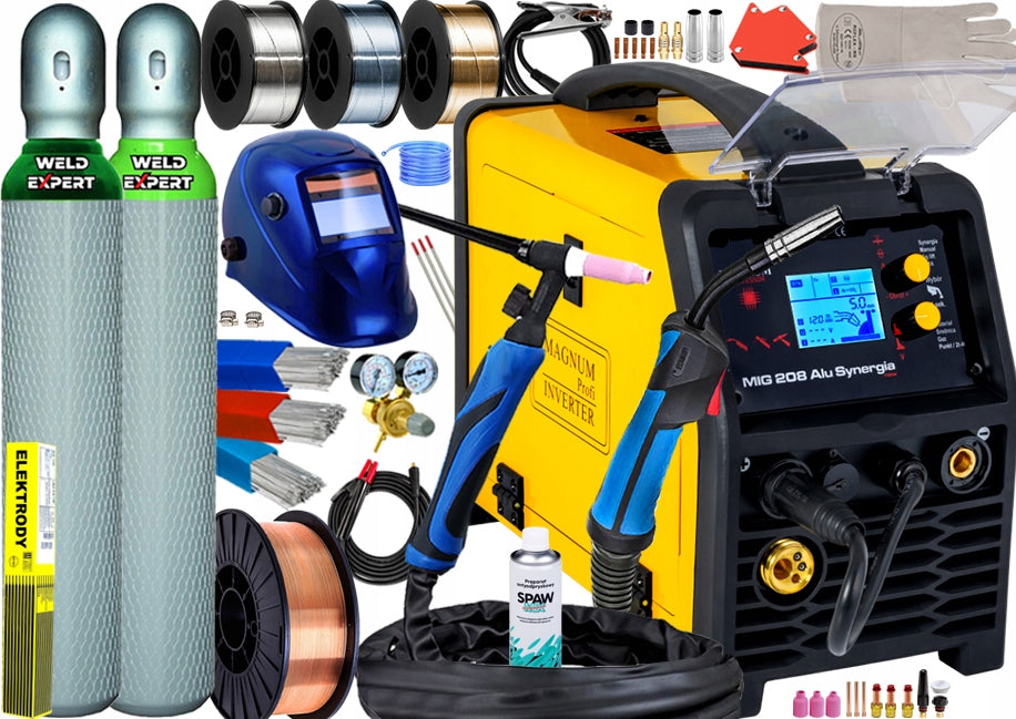 Welder MIGOMAT MAGNUM MIG MAG TIG Lift 208 ALU Synergy 200A SET