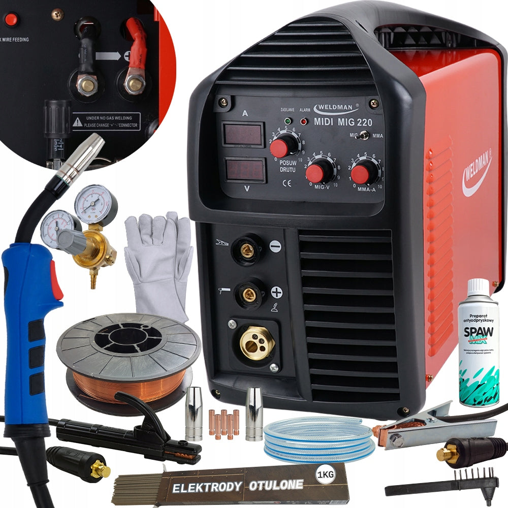 Welder MIGOMAT MIG MAG MMA Weldman 220A 230V 60% HOLDER 4M WIRE SET
