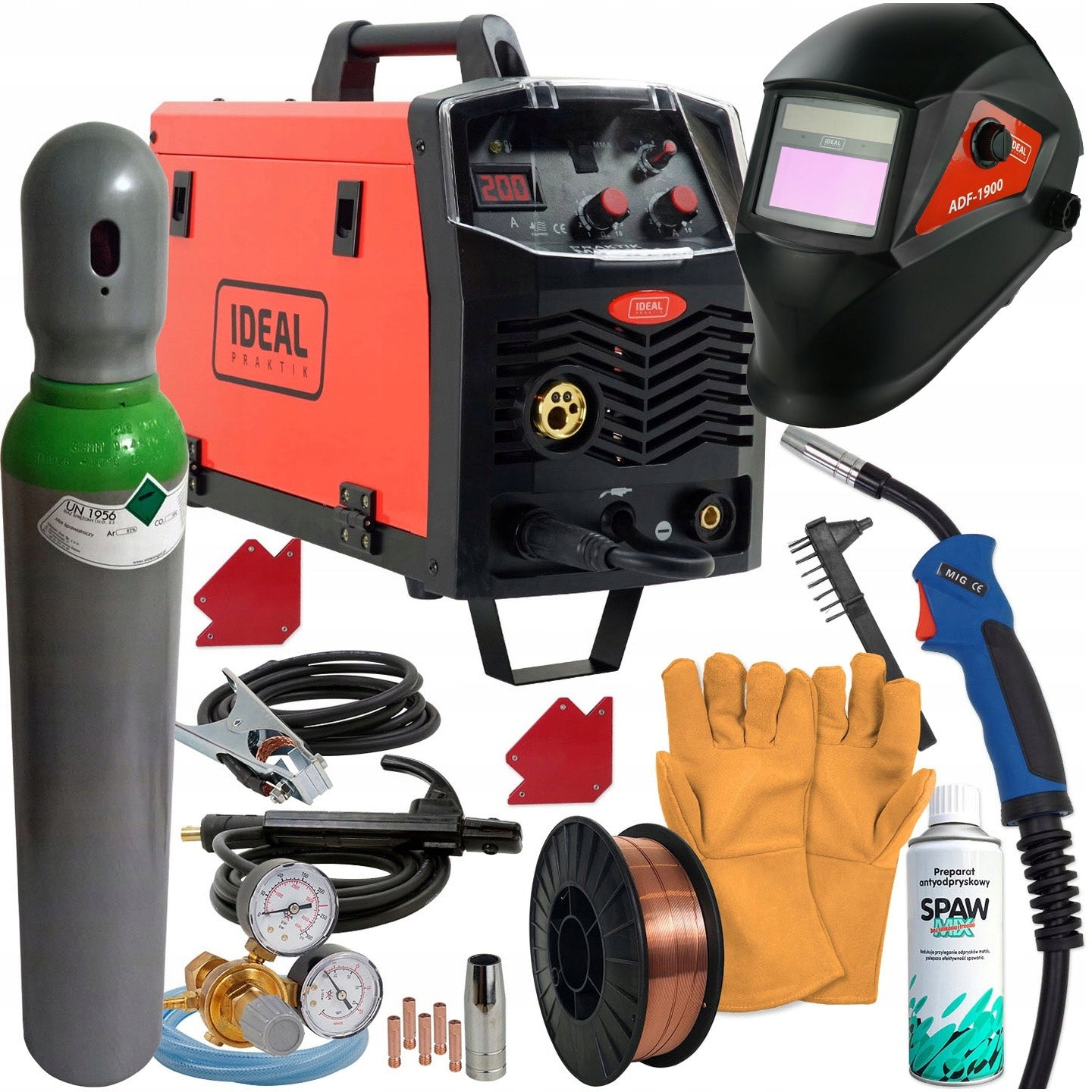 Welding machine set MAG MIGOMAT MIG 200A 230V MMA IDEAL visor CYLINDER WIRE
