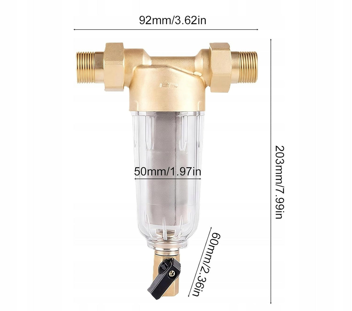 Well Water Sediment Filter 1'' Backwash Adapter 1/2 Inch Manufacturer code FILTR DO STUDNI WODNEJ Z ADAPTERAMI