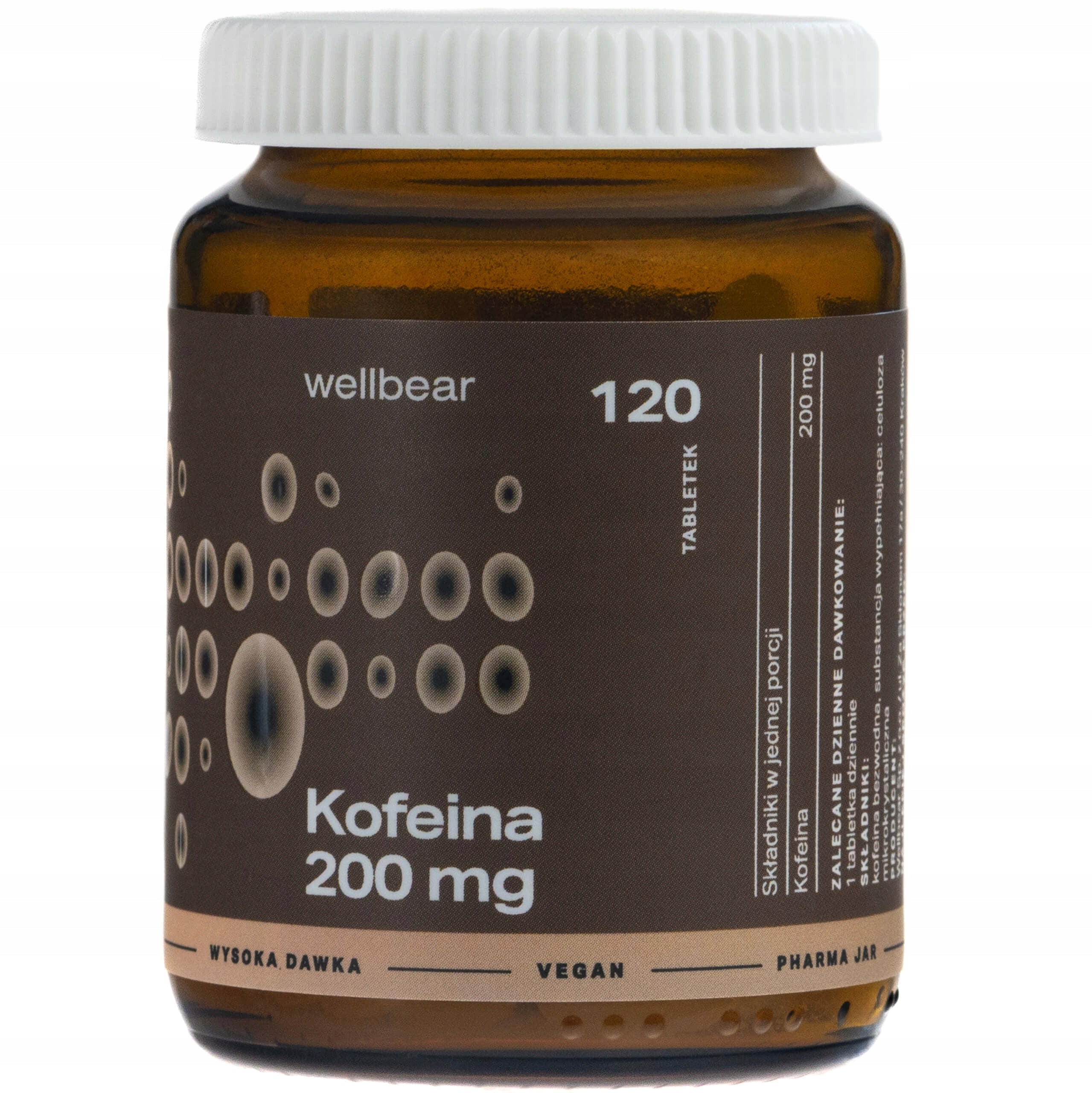 Wellbear Caffeine 200 mg Concentration Energy Memory 120 tablets Expiration date at least 1 year from the date of purchase