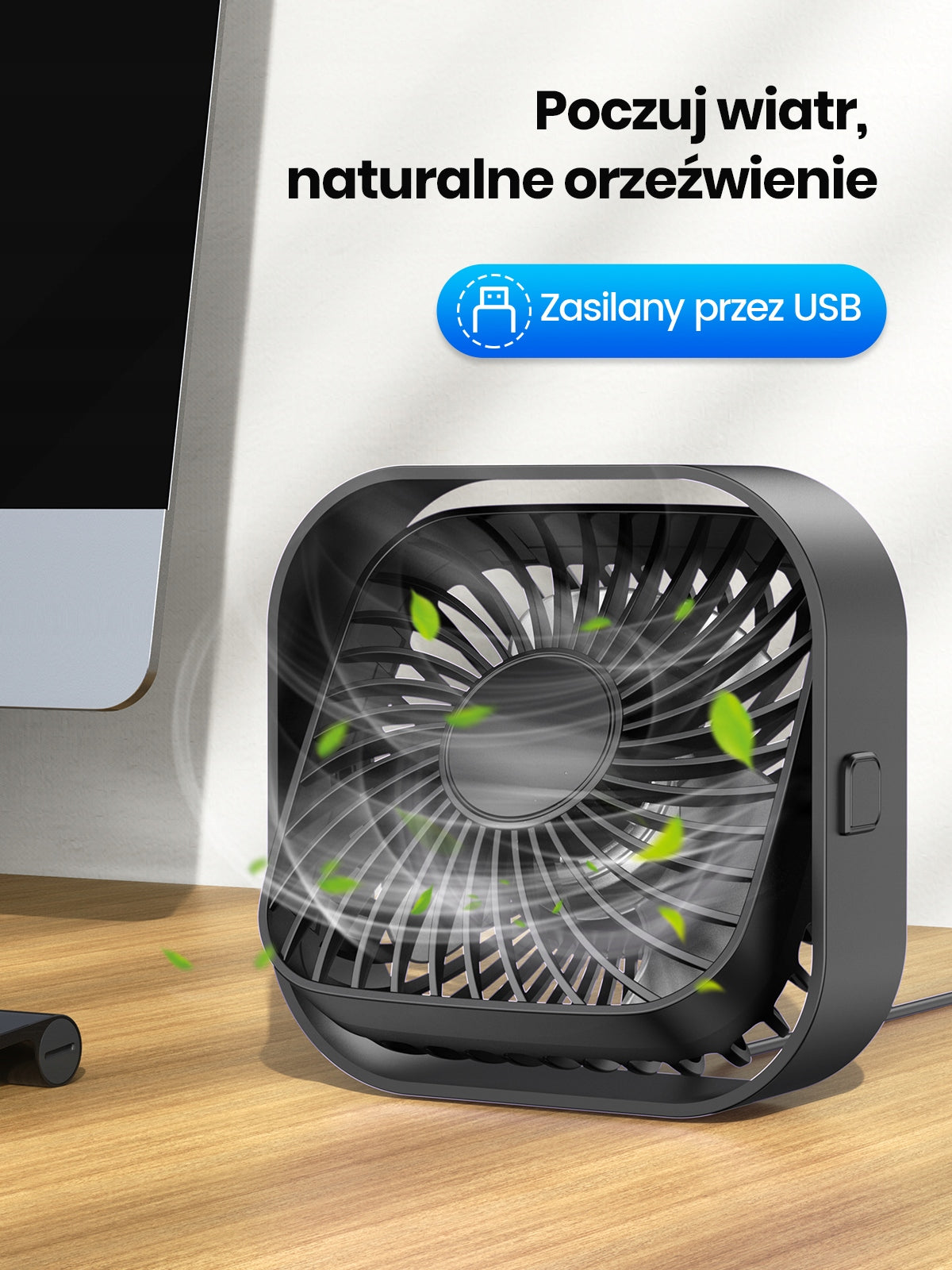 Wentylator Biurkowy USB TOPK Cichy Przenośny 3 Prędkości do Biura Podróży Brand TOPK