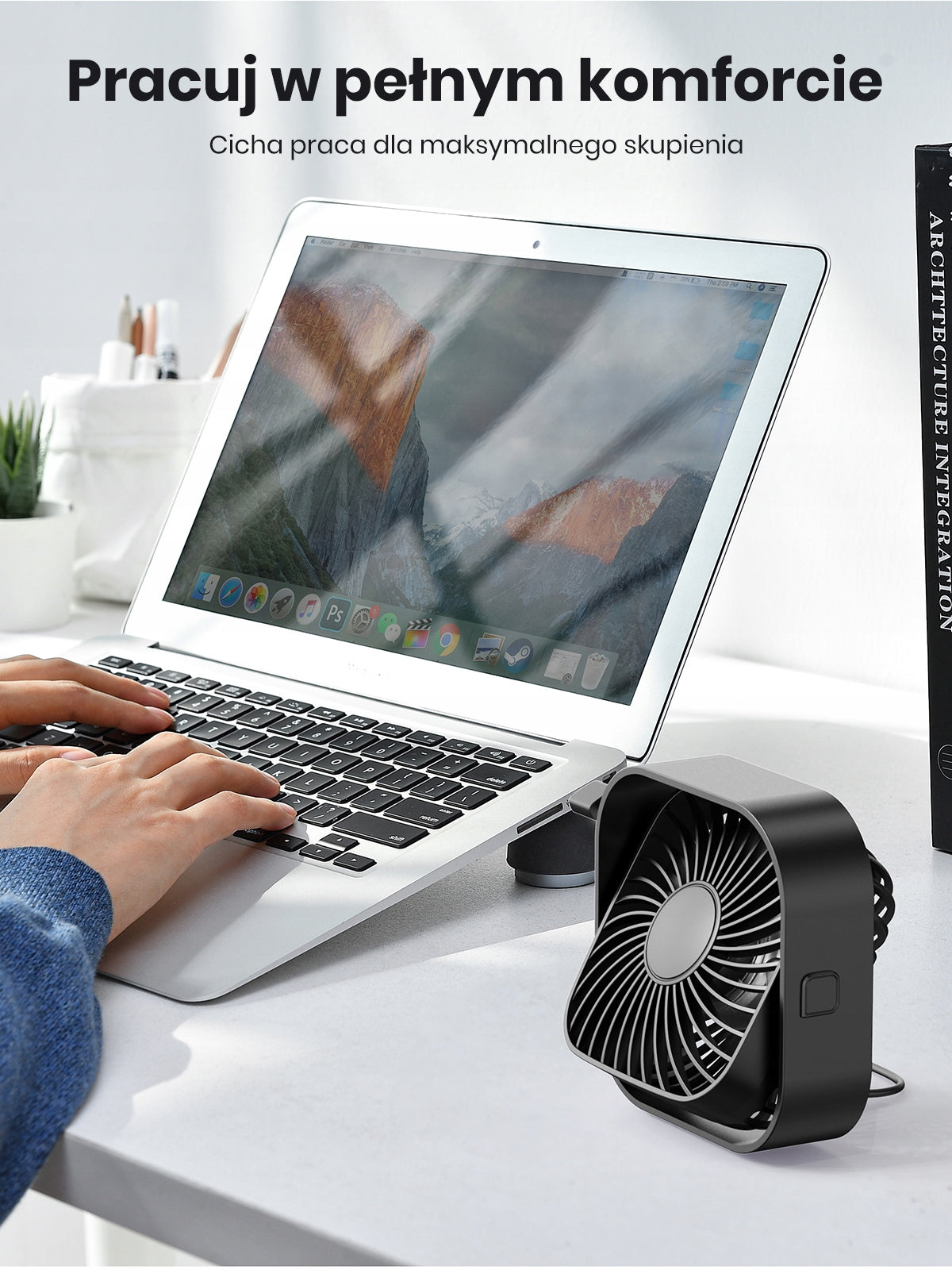 Wentylator Biurkowy USB TOPK Cichy Przenośny 3 Prędkości do Biura Podróży Functions tilt angle adjustment