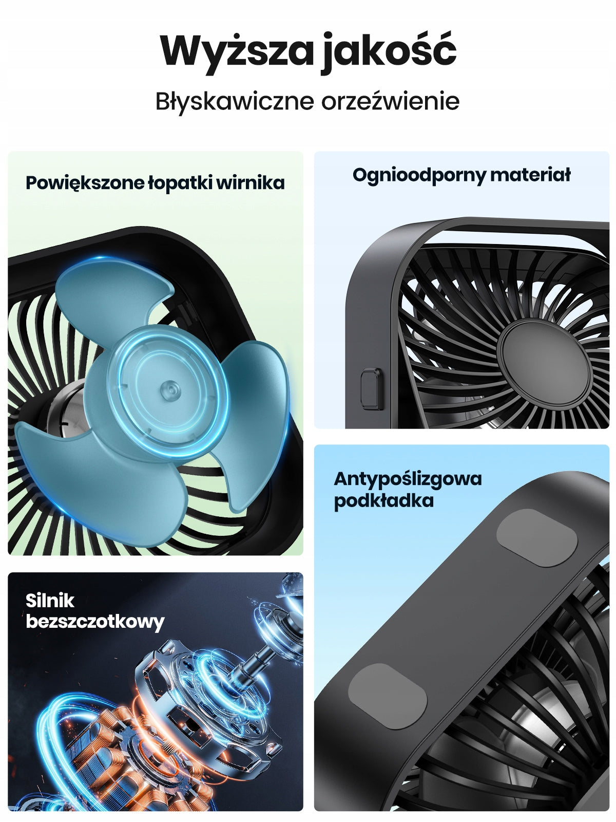 Wentylator Biurkowy USB TOPK Cichy Przenośny 3 Prędkości do Biura Podróży Manufacturer code K51