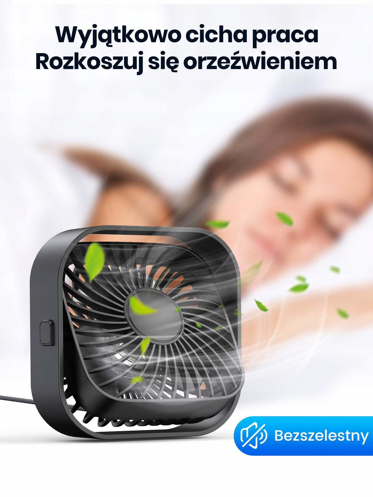Wentylator Biurkowy USB TOPK Cichy Przenośny 3 Prędkości do Biura Podróży Model K51