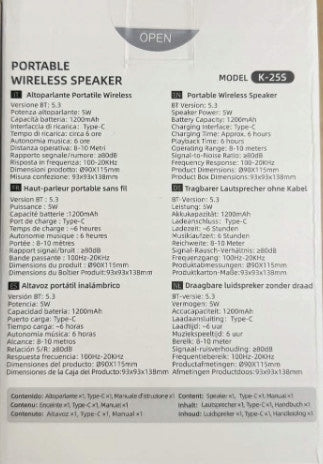 Wesdar K25S IPX5 Wireless Bluetooth Speaker – 5W Portable Brand no brand