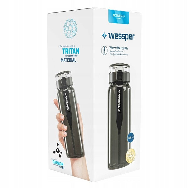 Wessper ActiveMax WES263-GR filter bottle 680ml gray 3 FILTERS Model ActiveMax Clariti Glass