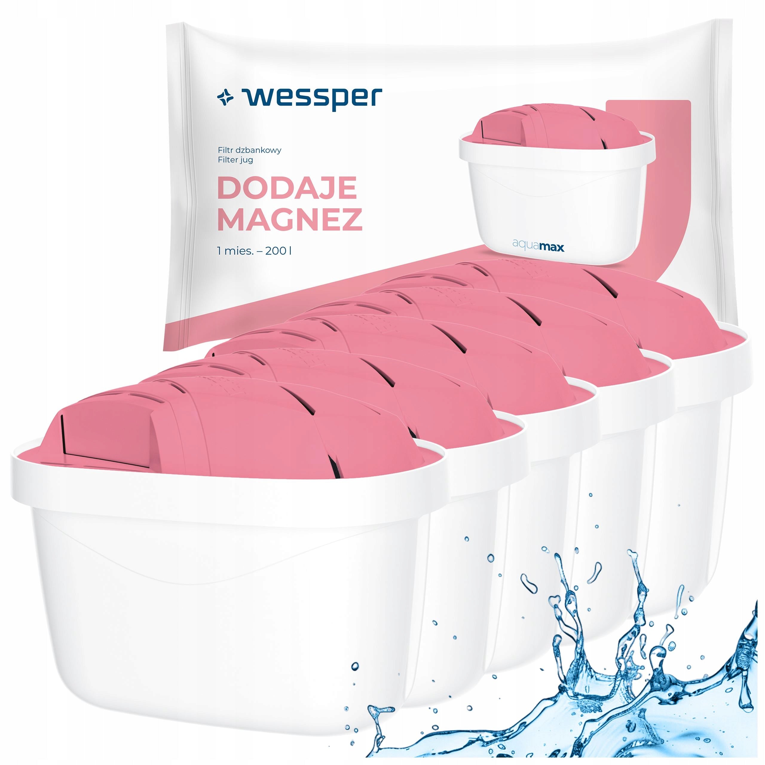 Wessper AquaMax Mg+ water filter for Brita Dafi jug replacement - 5 pieces