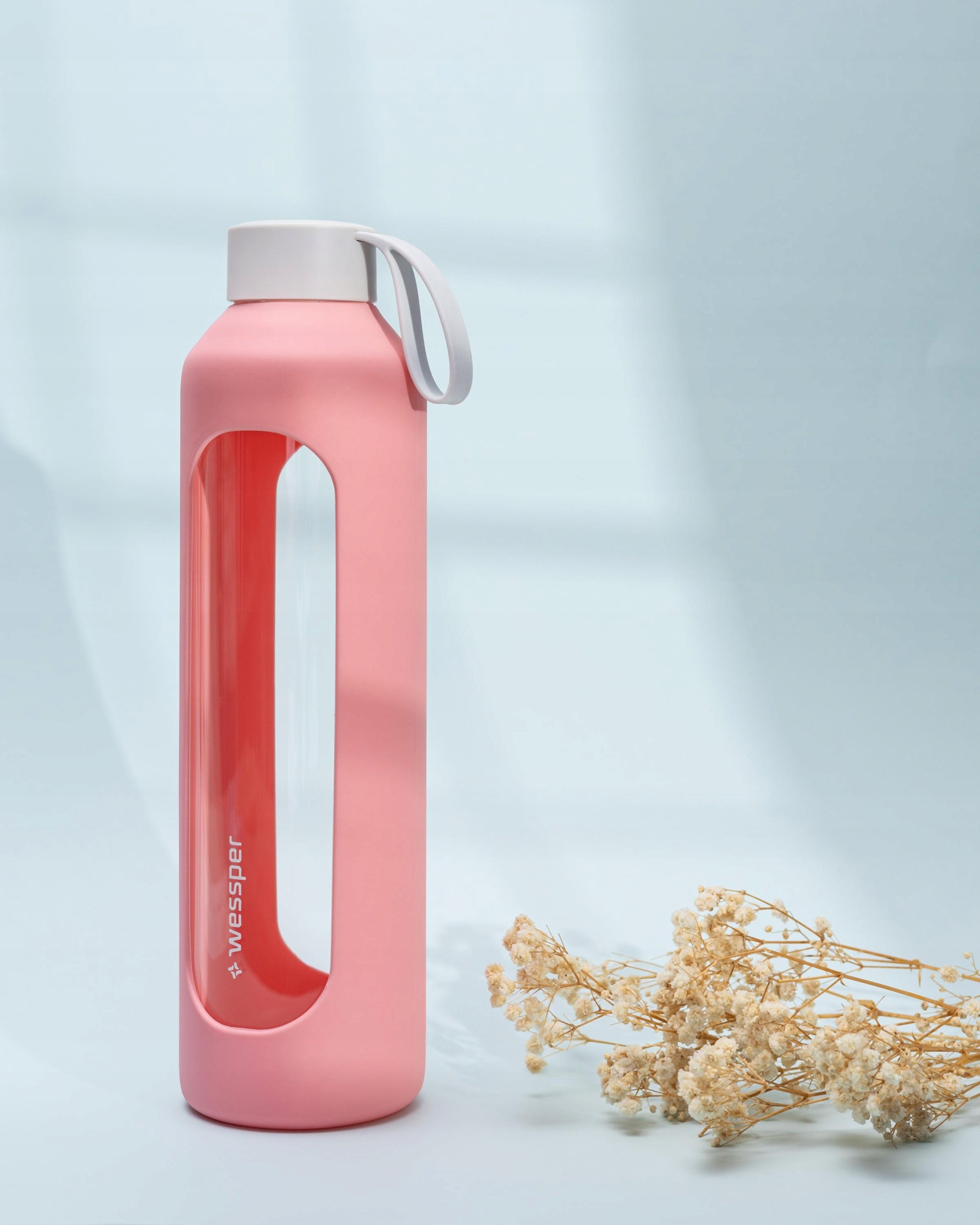 Wessper B1 glass bottle 1l airtight motivational water bottle with measuring cup Volume 1000 ml