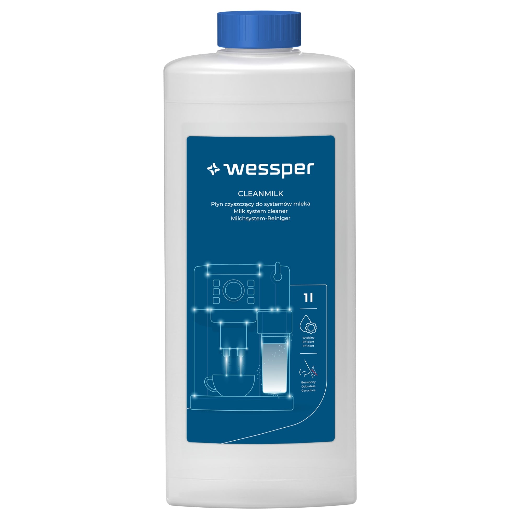 Wessper CleanMilk 1L milk system cleaner in coffee maker