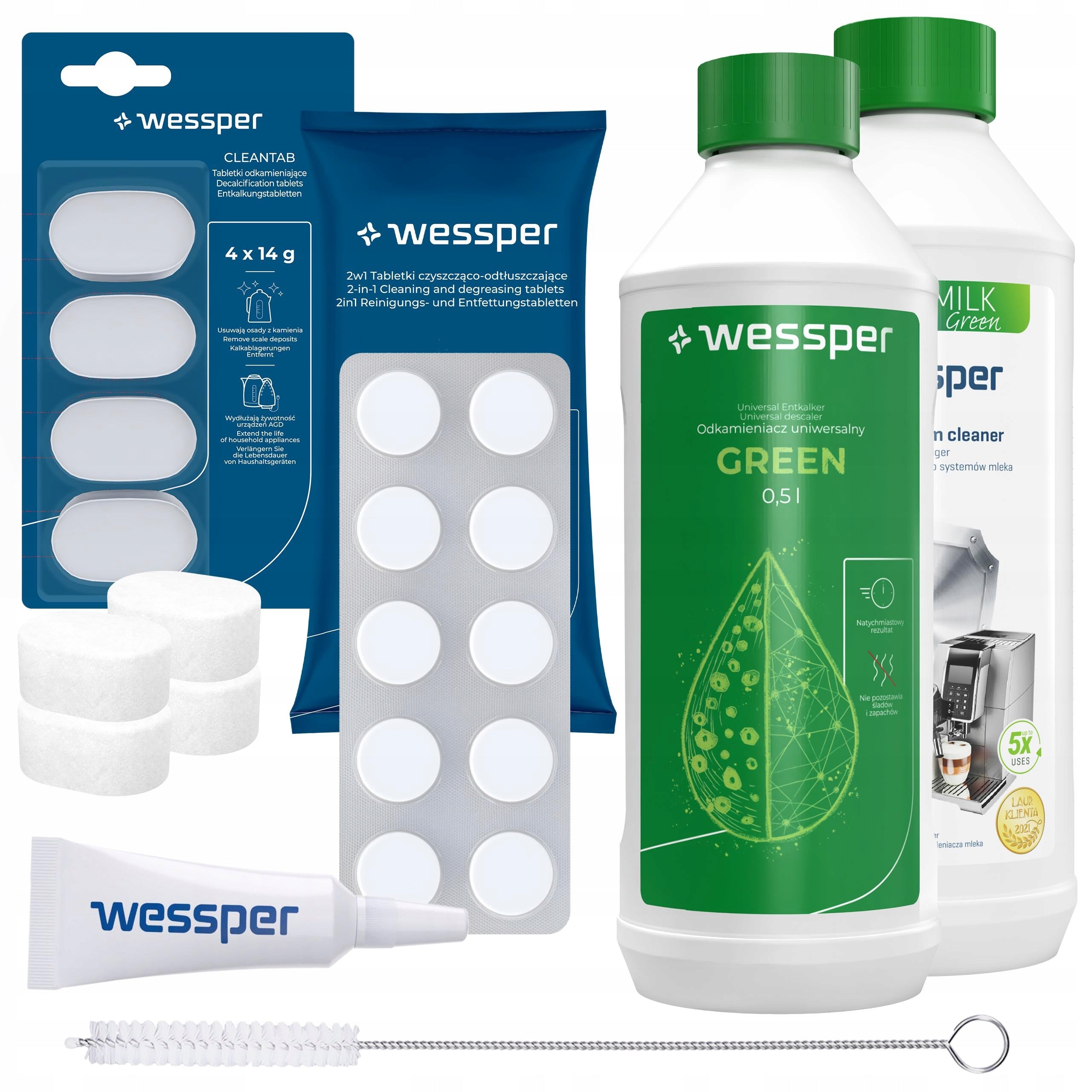 Wessper coffee machine maintenance products tablet descaler liquid grease