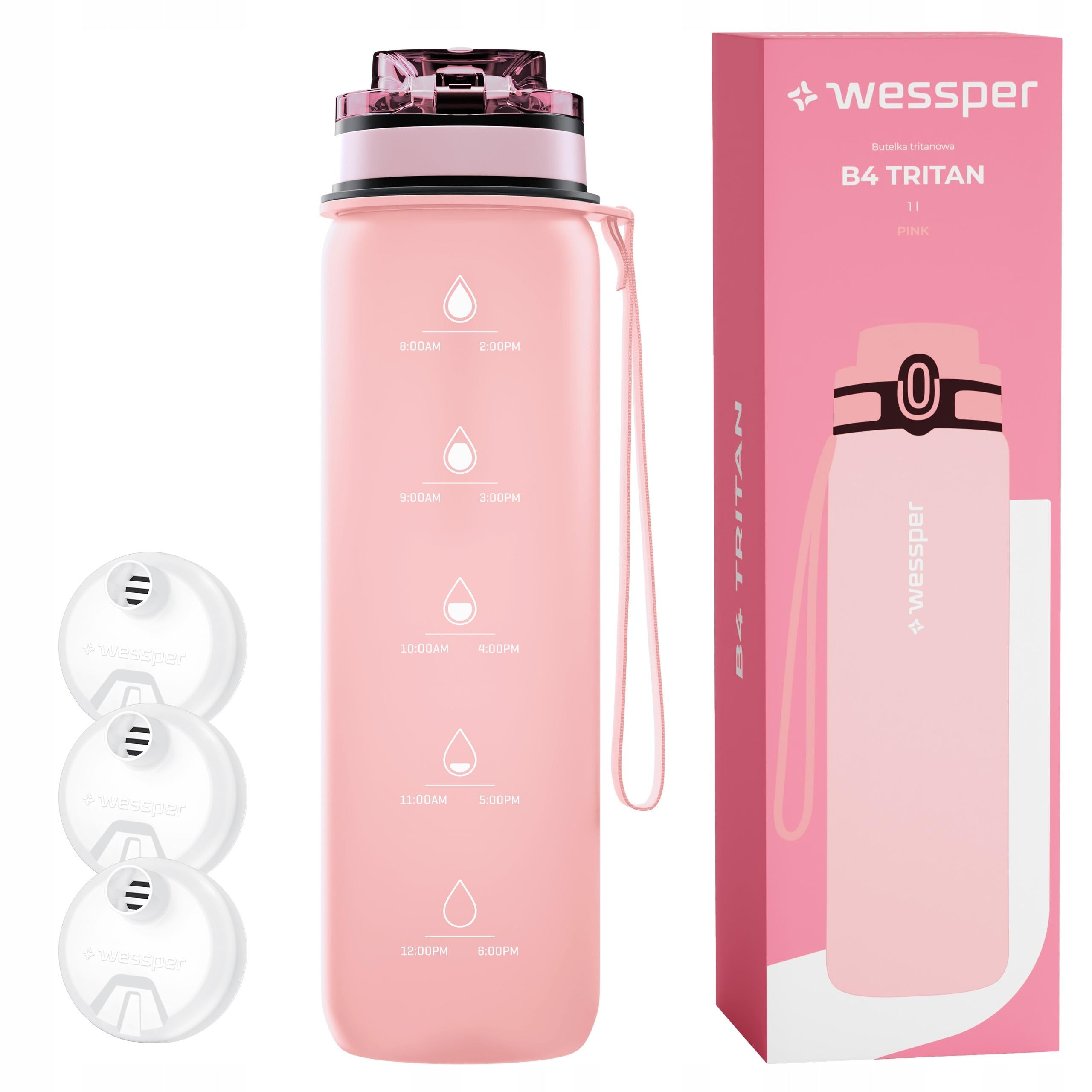 Wessper water bottle filter bottle 1000 ml BPA Free tritan + 3x filter