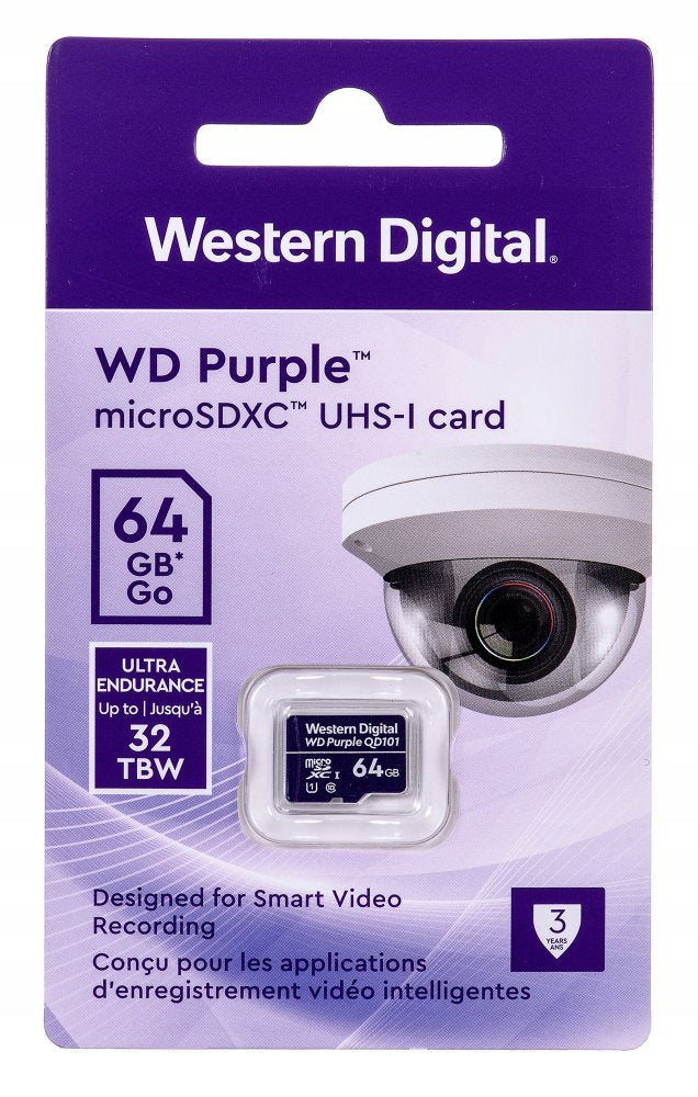 Western Digital WD Purple 64GB Surveillance microSD XC Class - 10 UHS 1 Manufacturer code WDD064G1P0C
