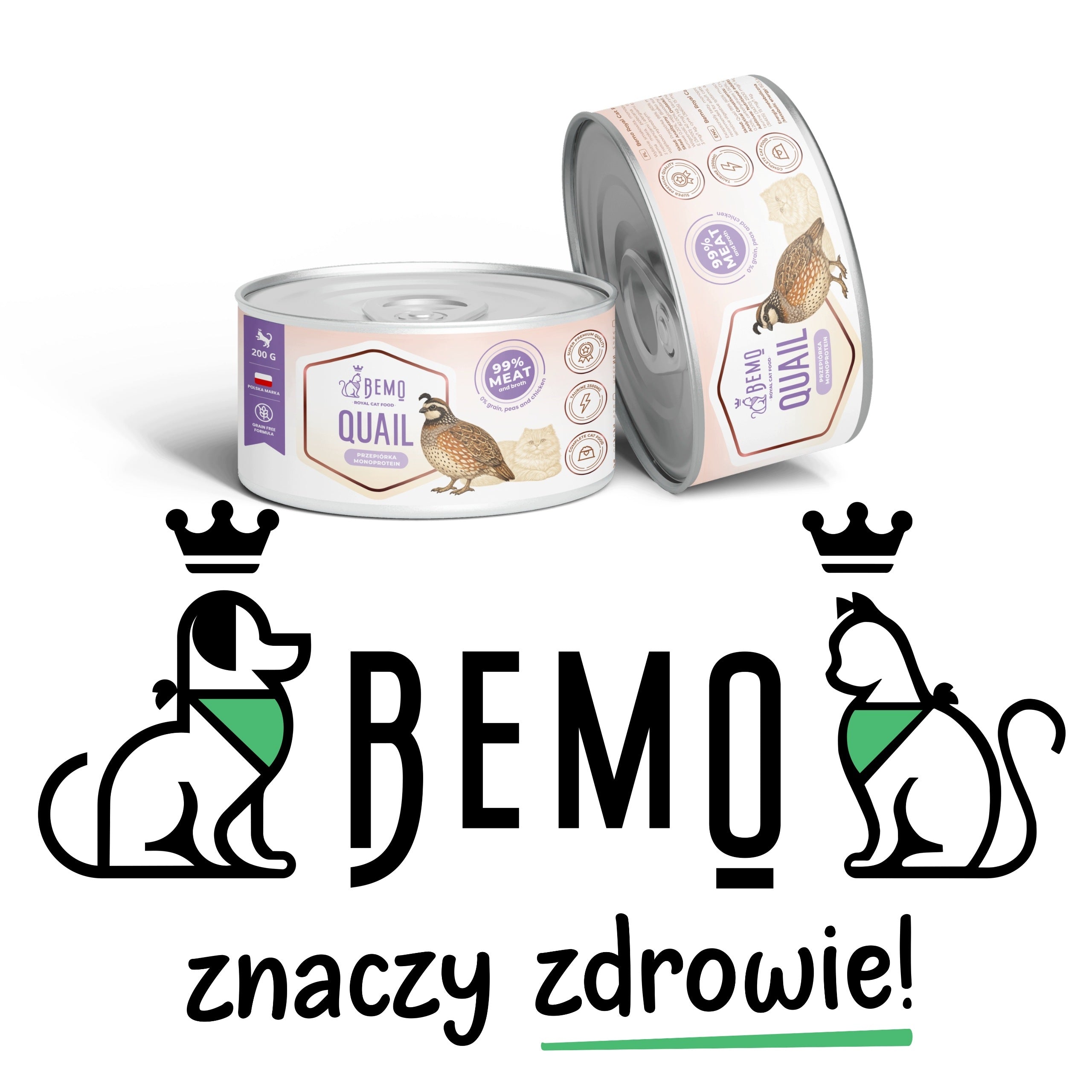 Wet Cat Food Bemo Cat Quail 12x200 Monoprotein Can Packaging status original