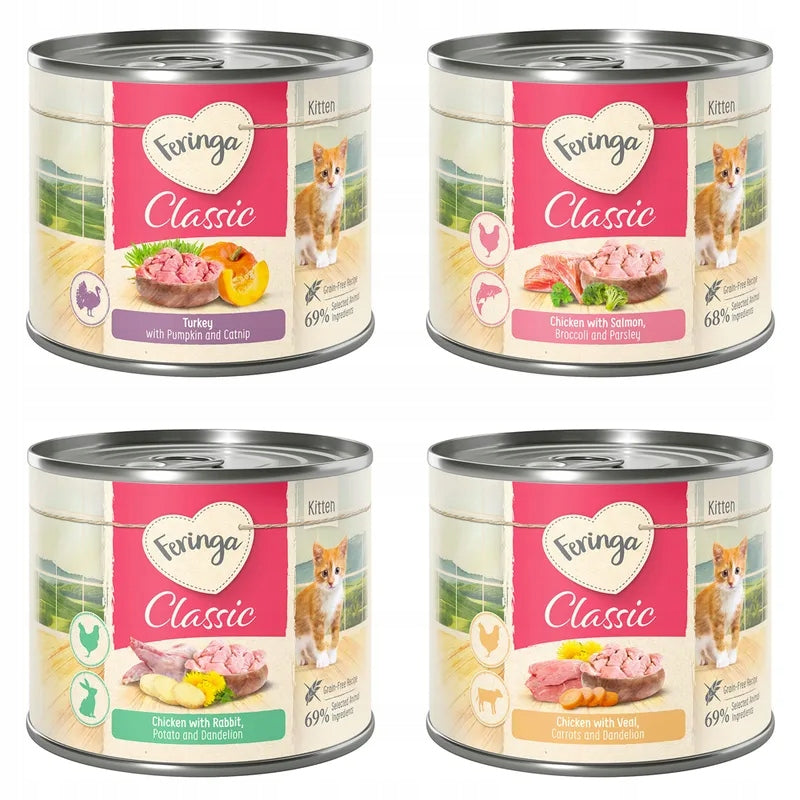 Wet Cat Food Feringa Classic Kitten Meat Menü Mix of Flavors 6 x 200 g
