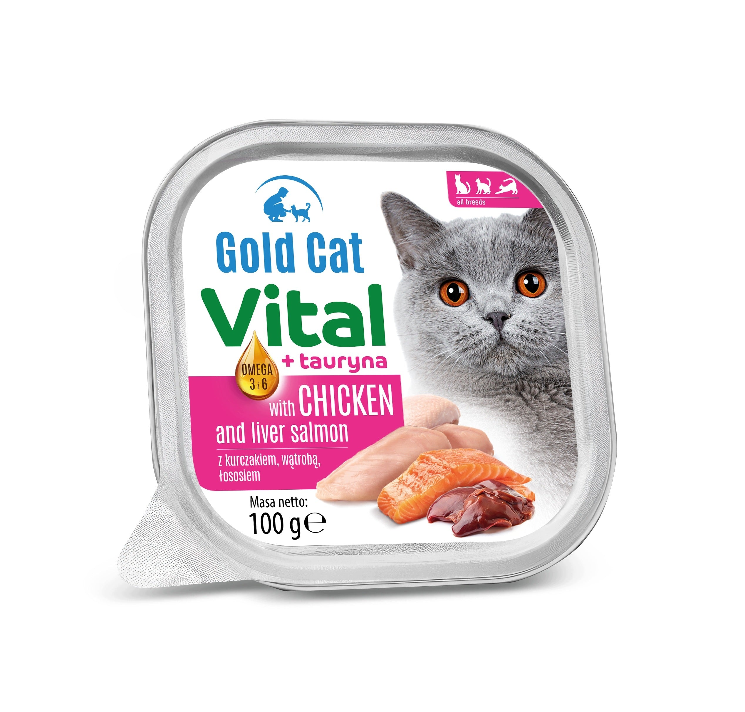 Wet Cat Food Gold Cat Vital Chicken Liver Salmon 100g pate Manufacturer code 5908010630246