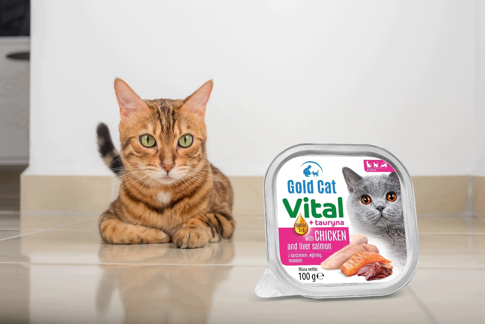 Wet Cat Food Gold Cat Vital Chicken Liver Salmon 100g pate Packaging status original