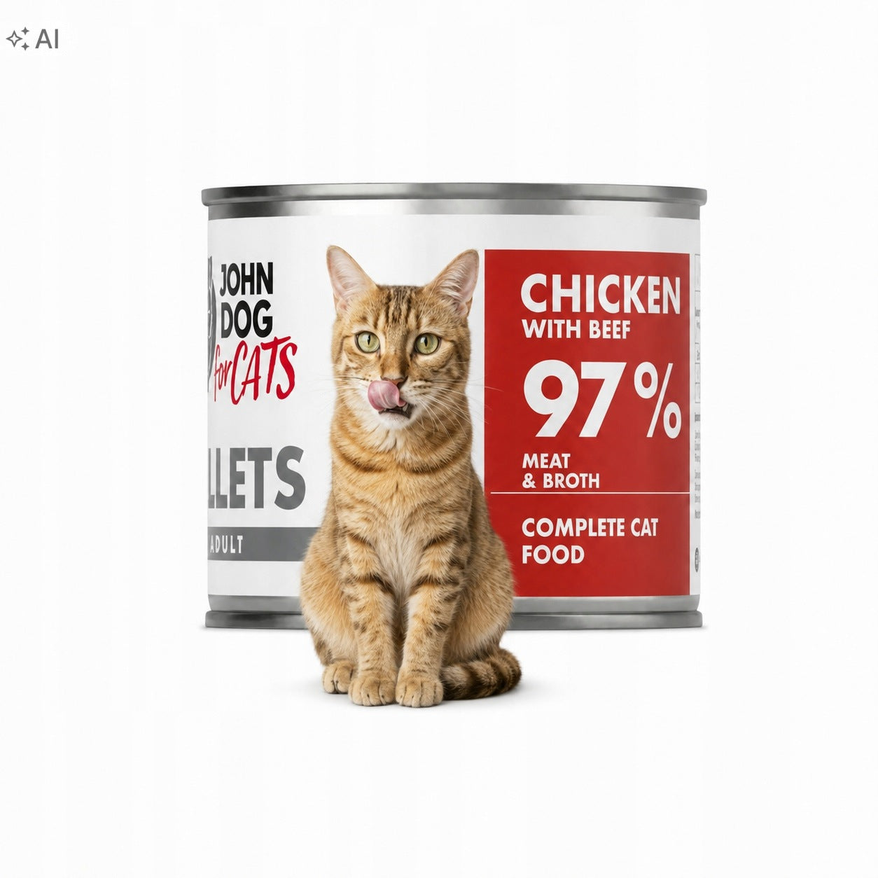Wet Cat Food John Dog for Cats Filets Chicken Beef Can 140g