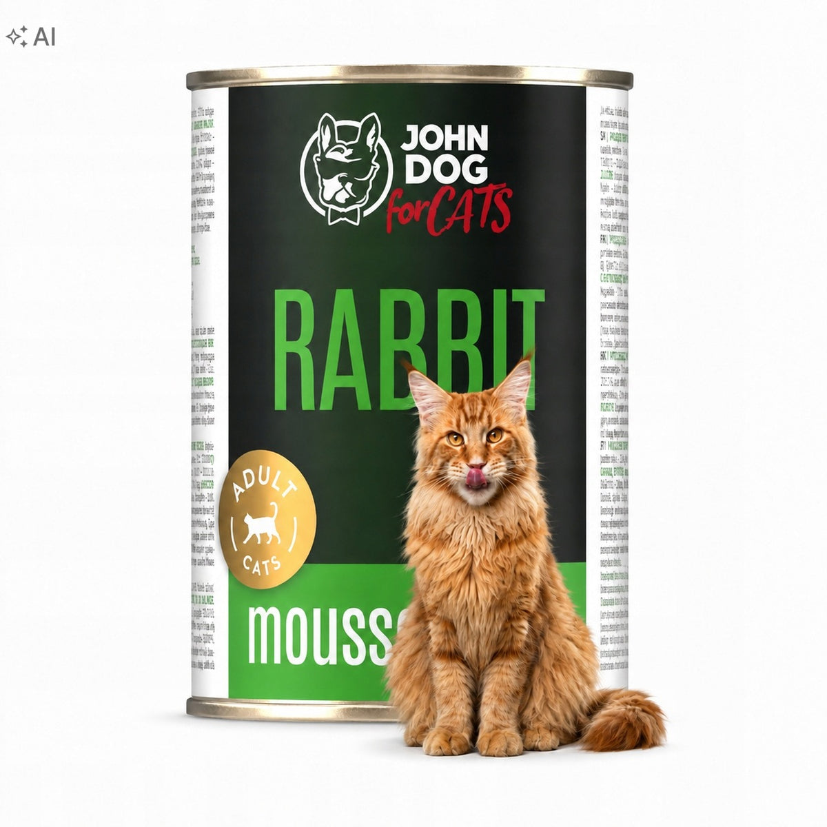 Wet Cat Food John Dog for Cats Mousse Rabbit Can 400g