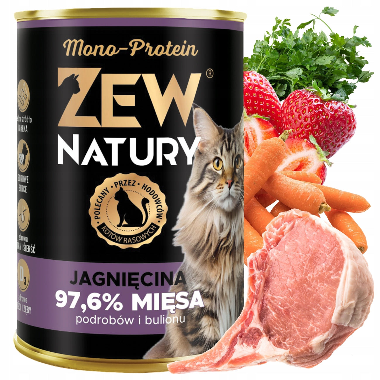 Wet Cat Food Mono-Protein Lamb Can 400g Zew Natury