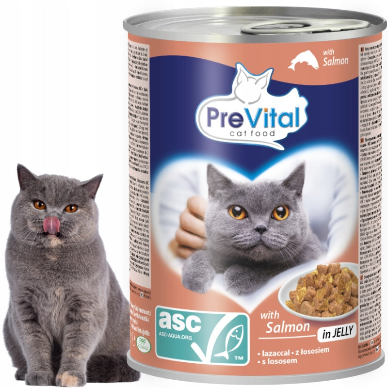 Wet Cat Food Salmon ASC in Jelly 415 g Can Prevital