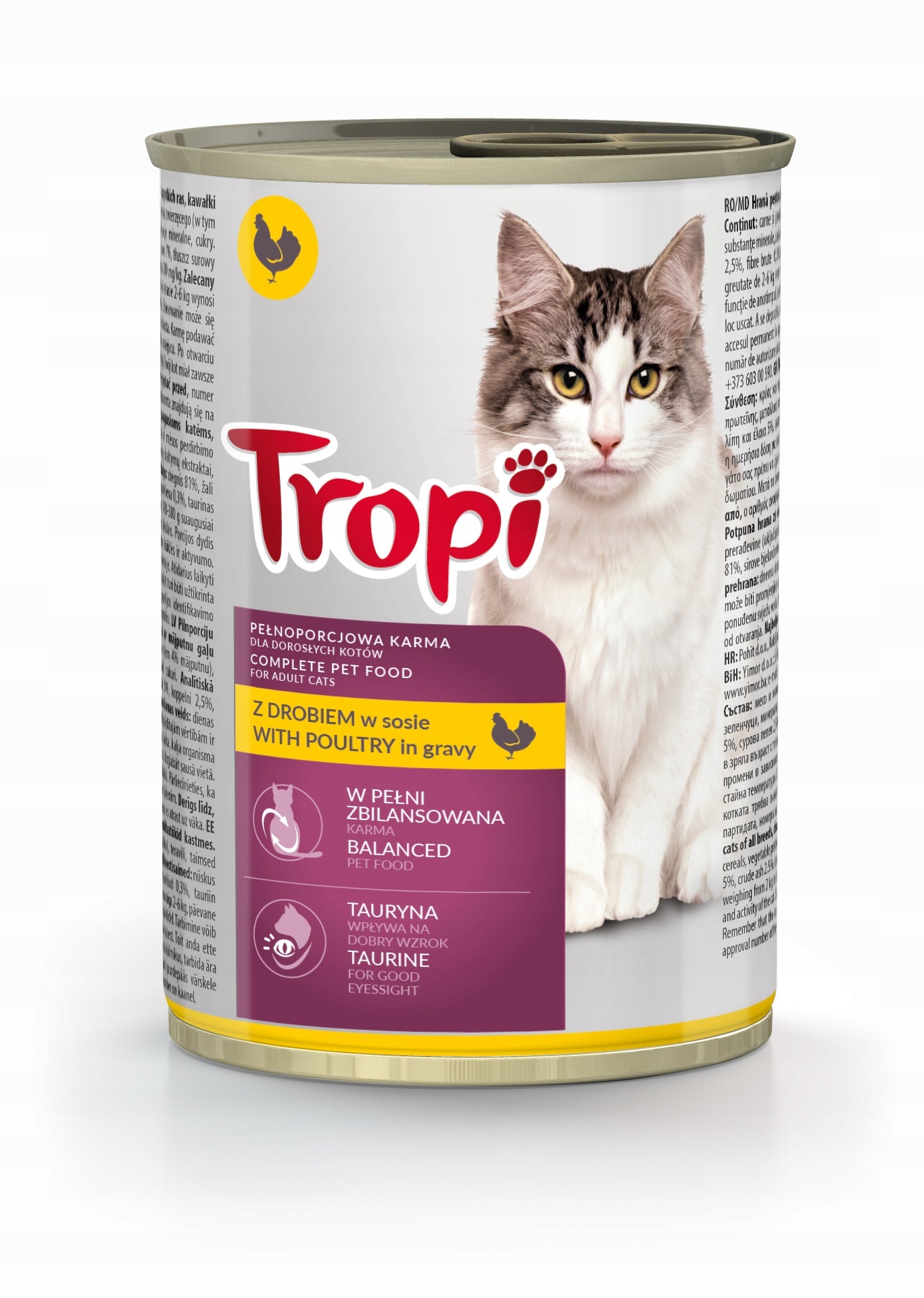 Wet Cat Food TROPI In Sauce 20x 415g Mix of Flavours Can Set 8,3kg Packaging status original