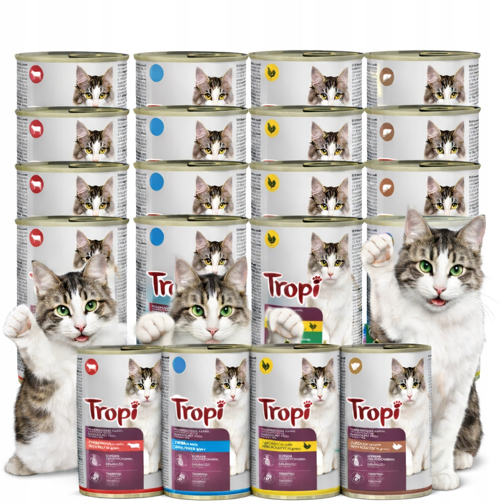 Wet Cat Food TROPI In Sauce 20x 415g Mix of Flavours Can Set 8,3kg