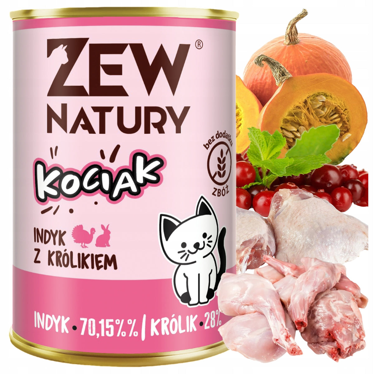 Wet Cat Food Turkey with Rabbit Can 400g Zew Natury