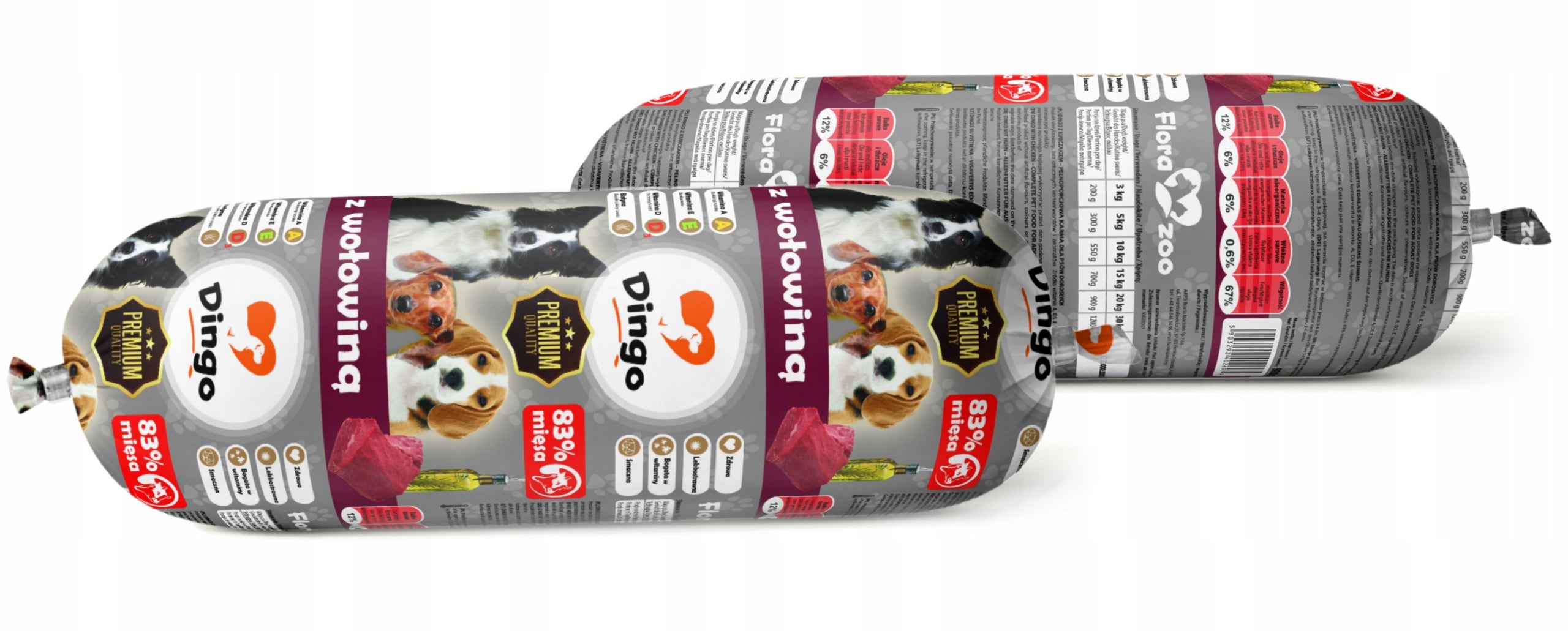 Wet Dog Food BAR DINGO 10x900G WITH BEEF 83% Meat Packaging status original
