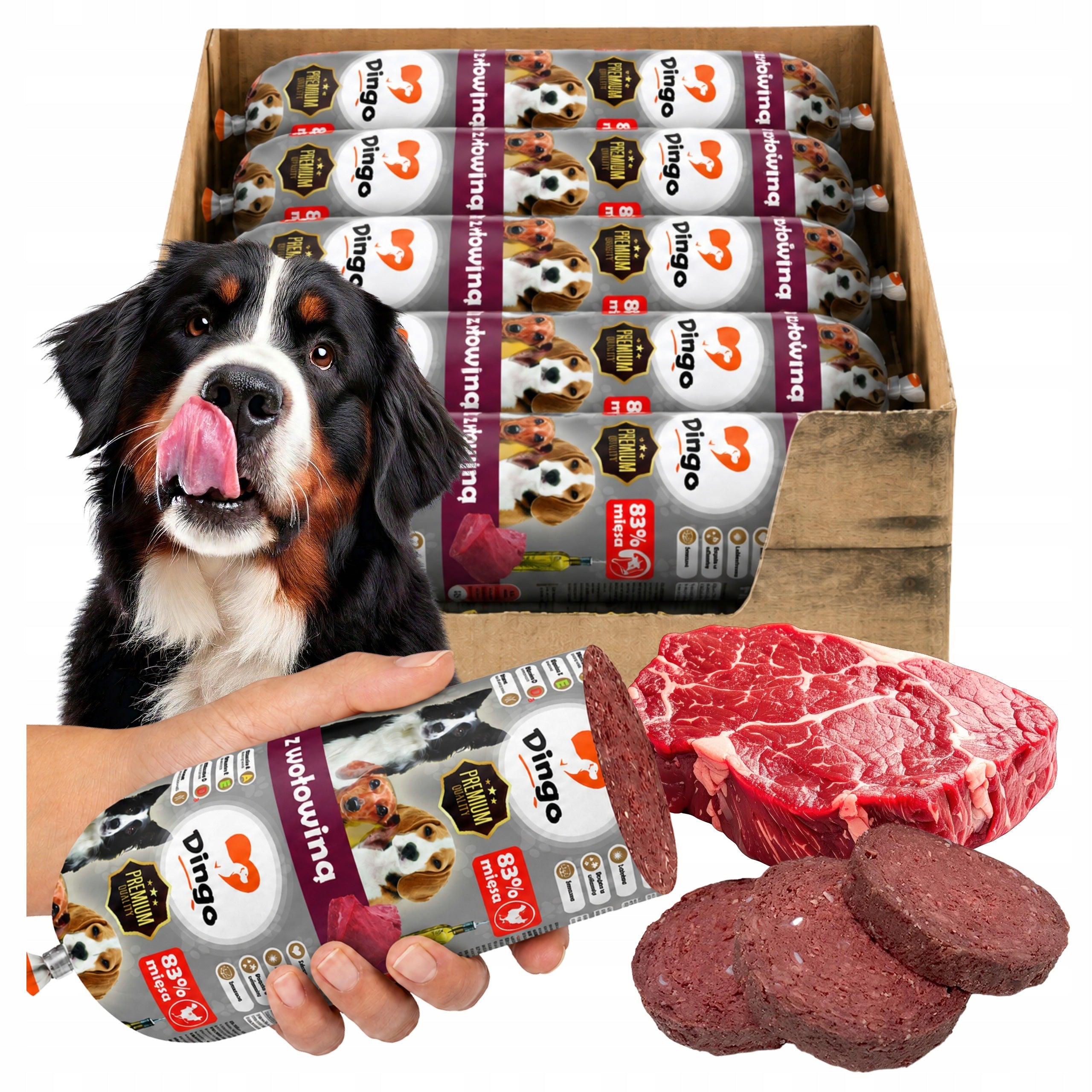 Wet Dog Food BAR DINGO 10x900G WITH BEEF 83% Meat