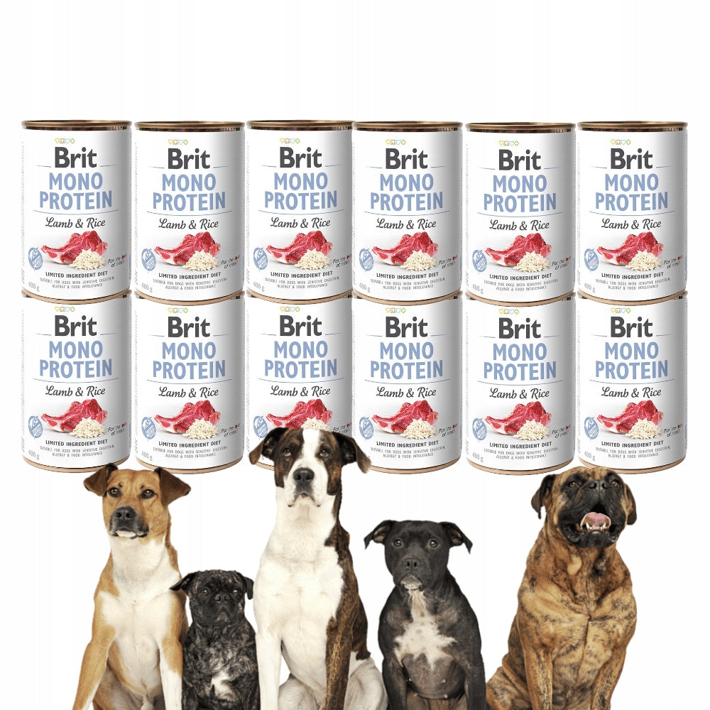 Wet Dog Food Brit Care Mono Protein with Lamb and Rice 400g*12pcs