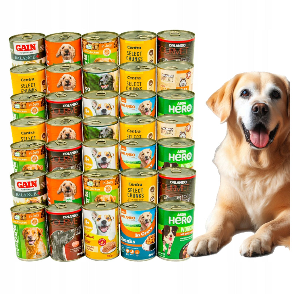 Wet Dog Food Can Large Package Mixed Mix of Flavors 20 Pcs x 400g Packaging status original