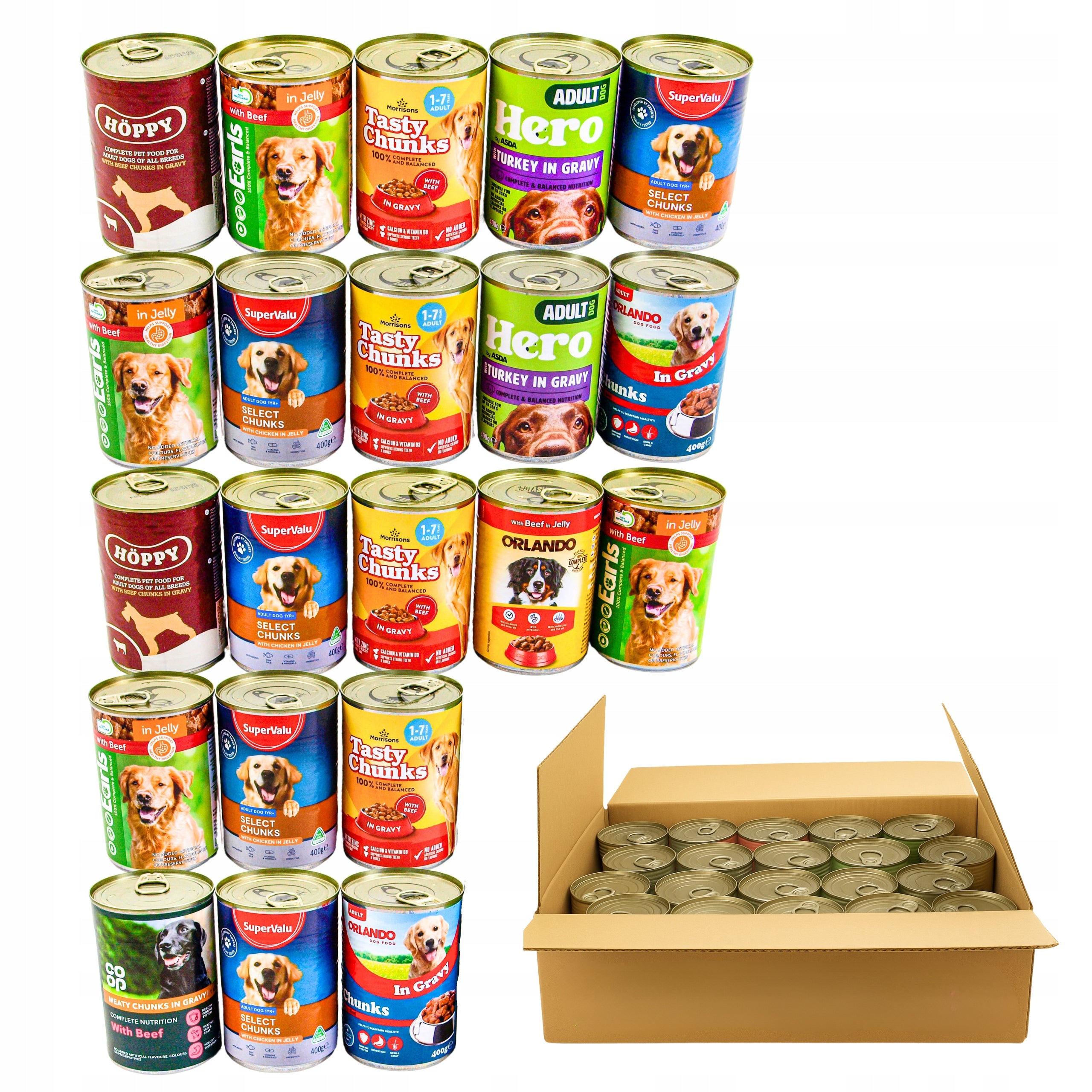 Wet Dog Food Can Large Package Mixed Mix of Flavors 20 Pcs x 400g
