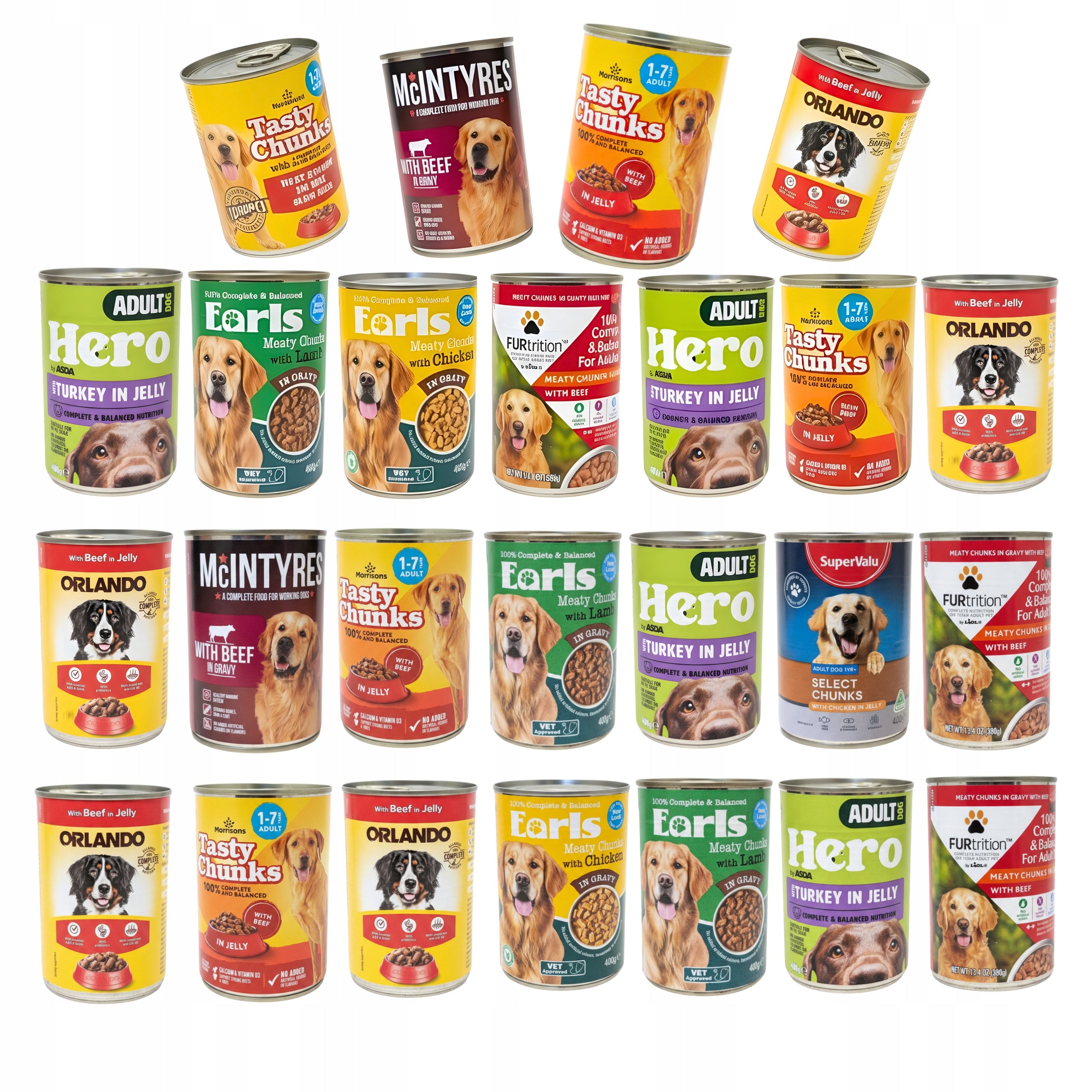 Wet Dog Food Cans Mixed Flavour Set Pack of 20 x 400g