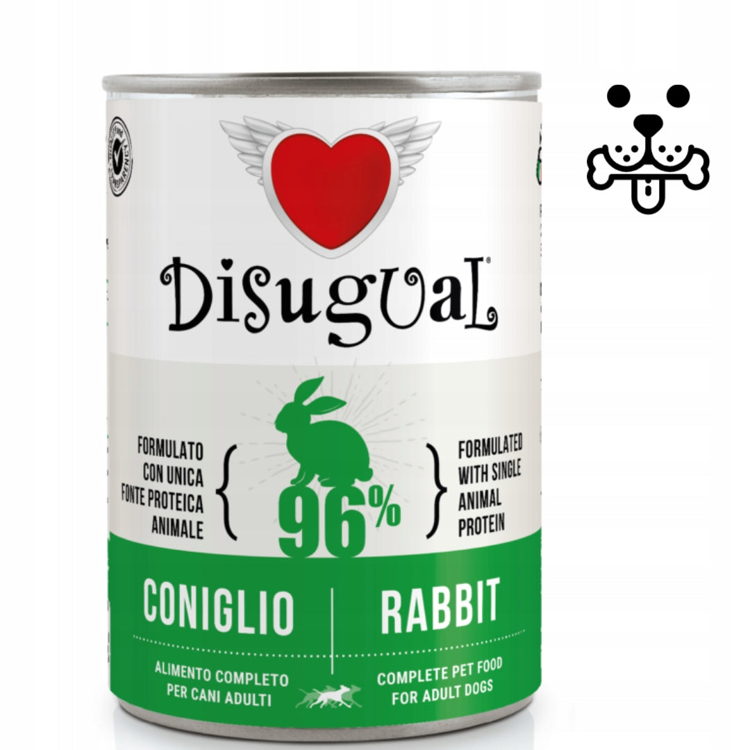 Wet Dog Food Disugual Grain Free Monoprotein Rabbit 400 g