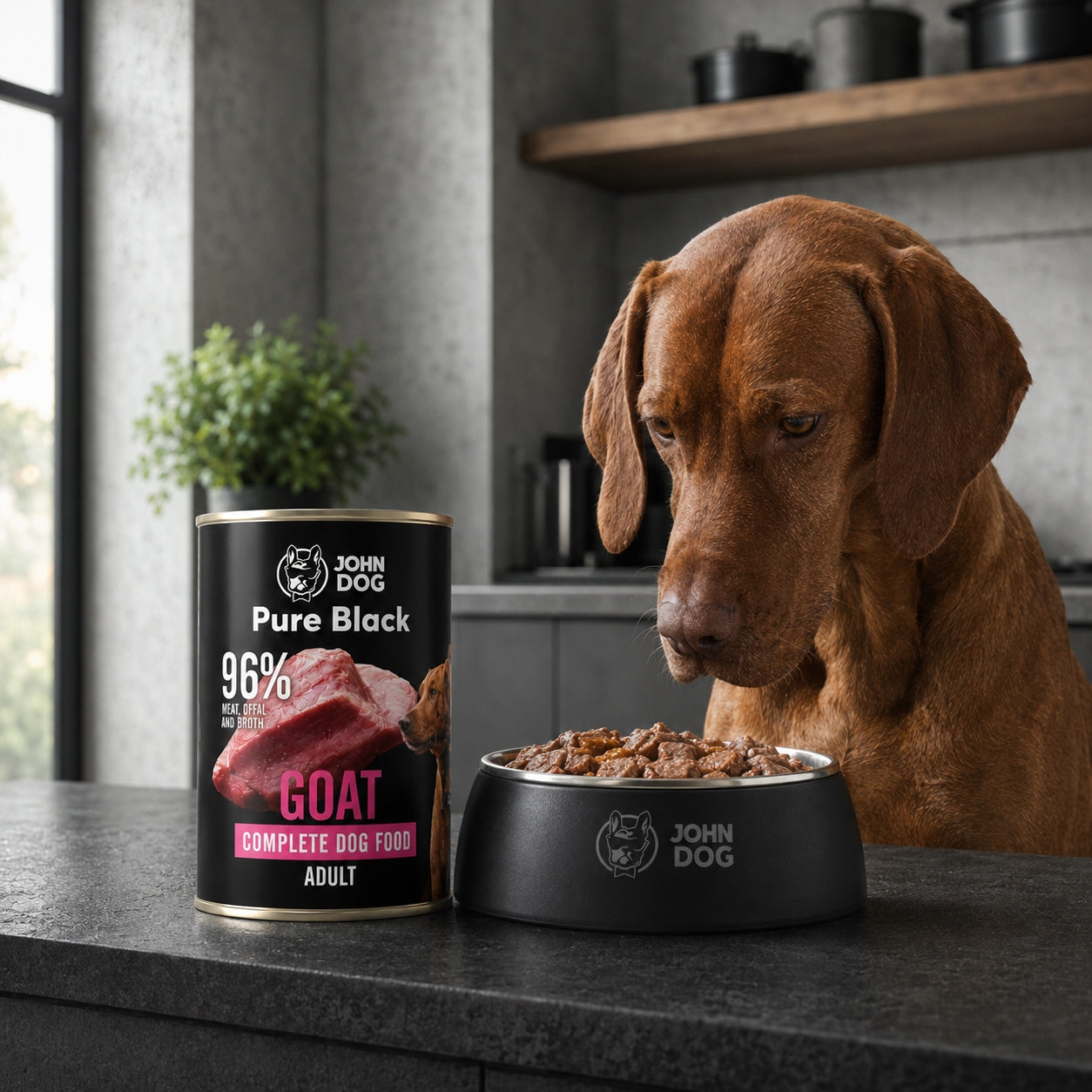 Wet Dog Food John Dog Pure Black Goat Can 400g Complete Brand John Dog
