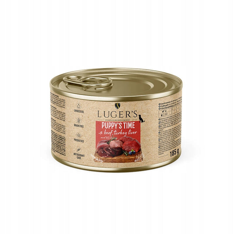 Wet Dog Food Lugers Puppys Time Beef Turkey Liver 185g