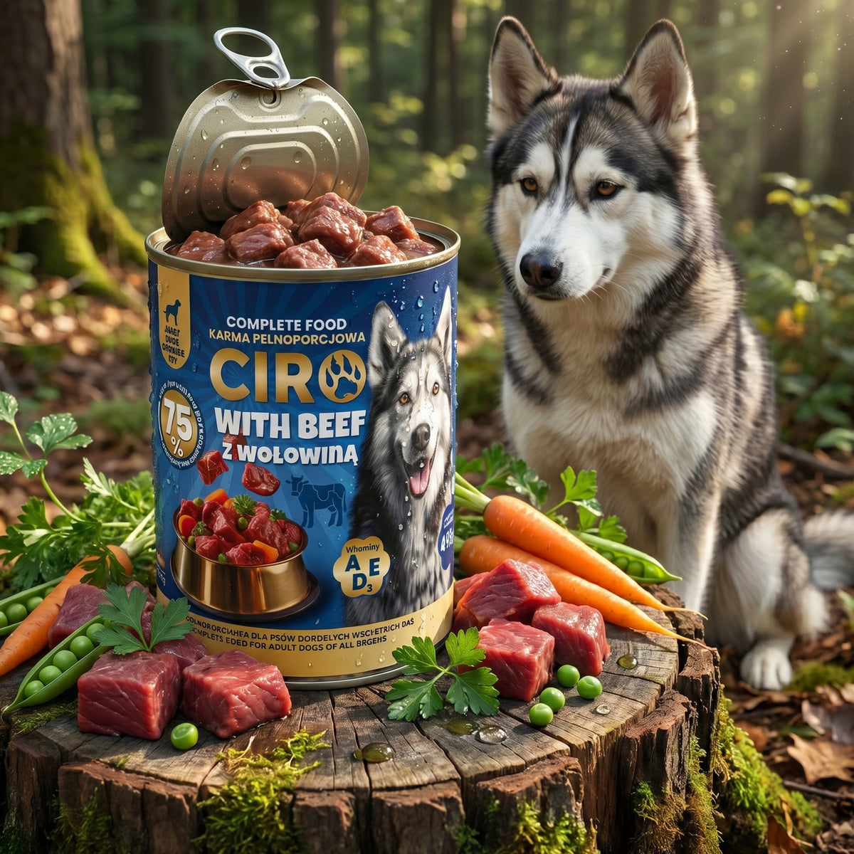 Wet Dog Food MEAT PIECES IN SAUCE 12x415G 75% BEEF Packaging status original