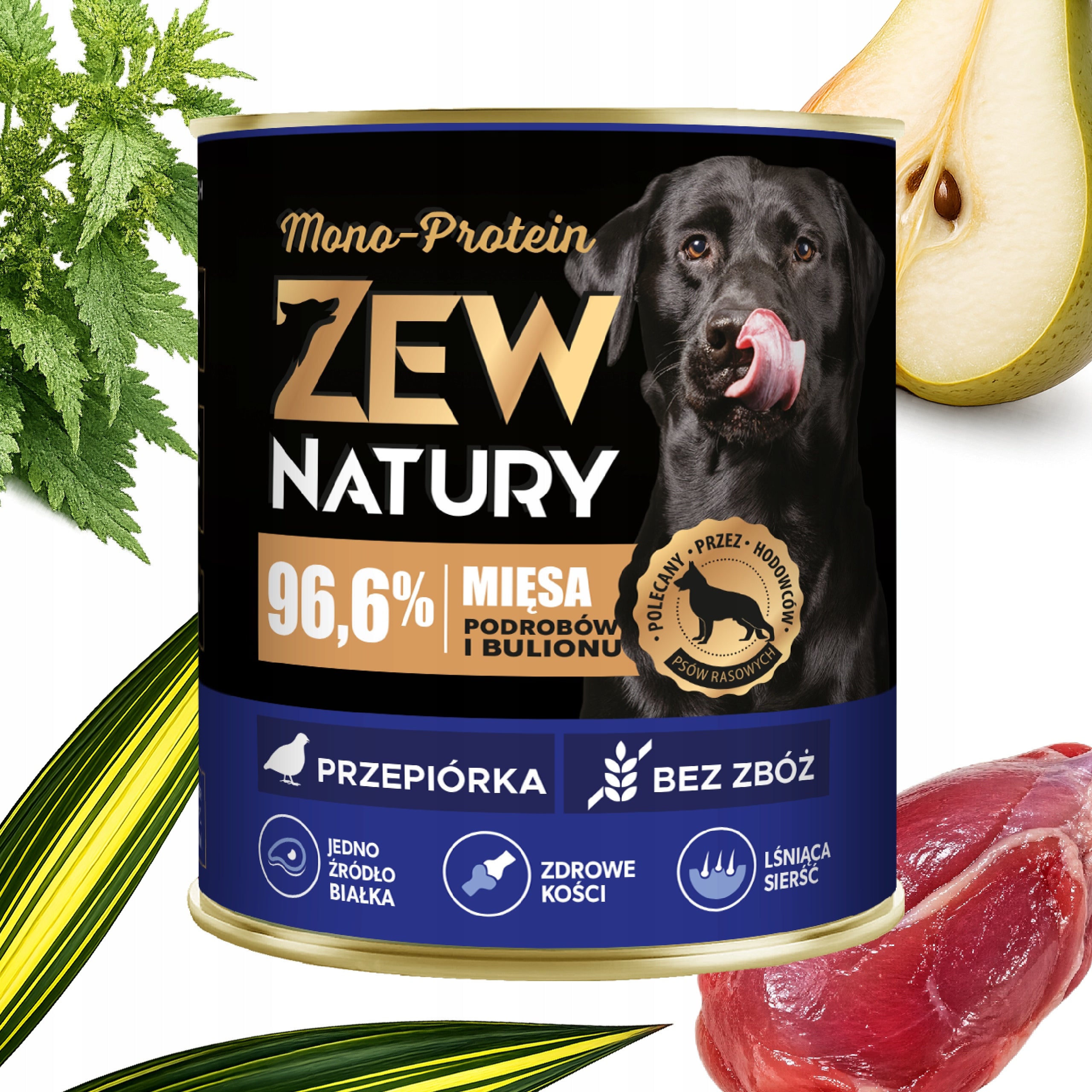 Wet Dog Food MONO-PROTEIN Quail Can 800g Zew Natury Brand Zew Natury