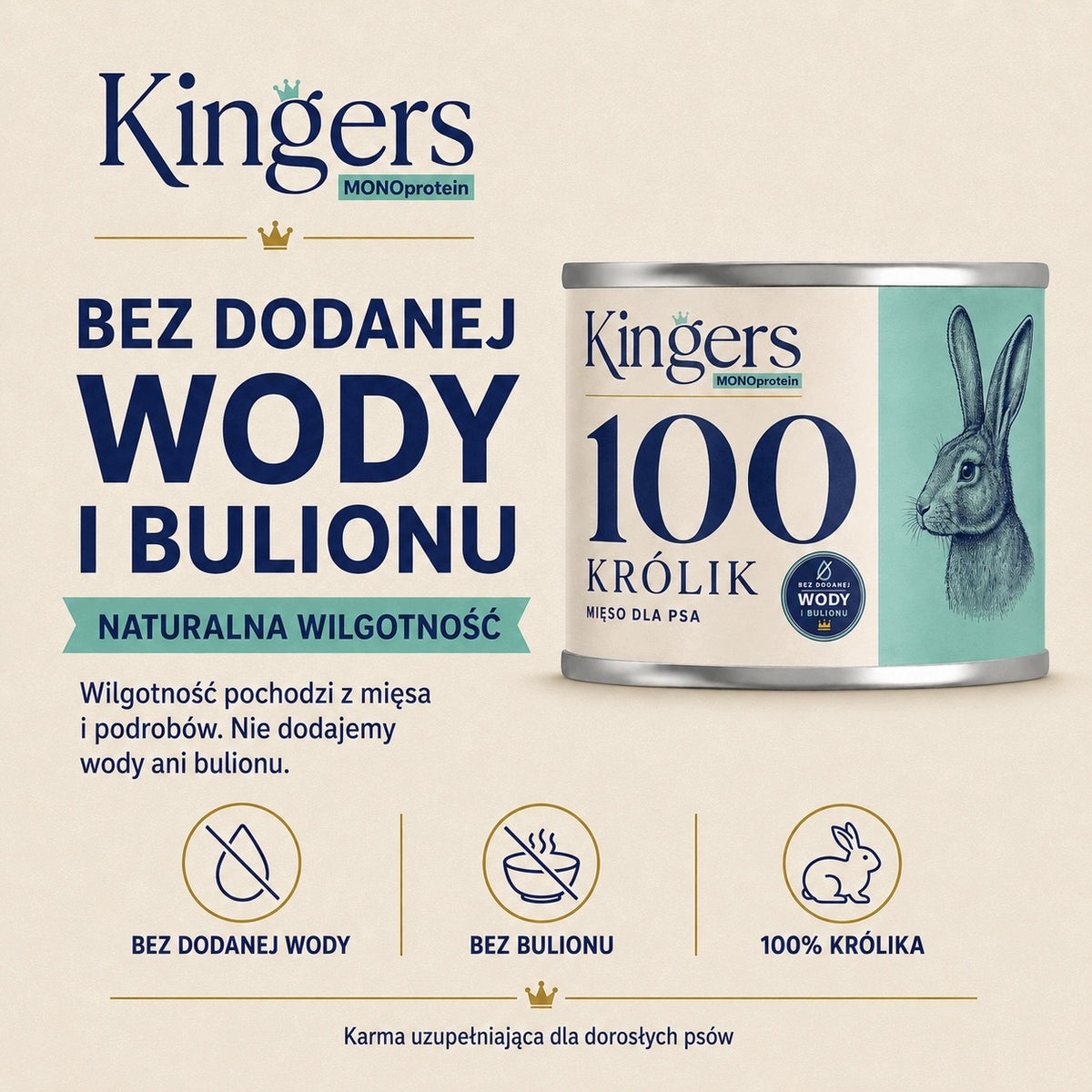 Wet Dog Food Rabbit 100% Grain Free Monoprotein KINGERS 400 g Manufacturer code 5908058686489